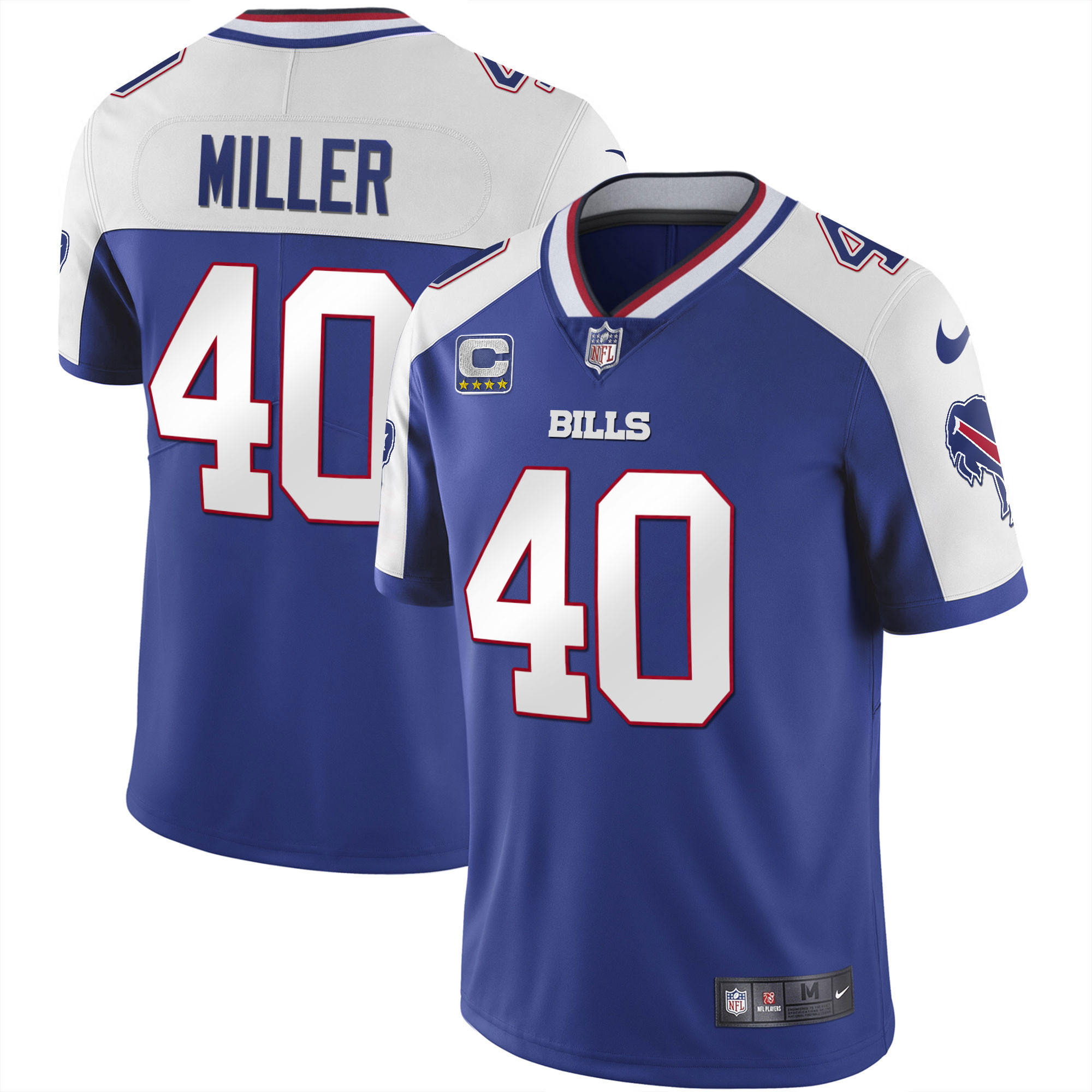 Von Miller Men's Buffalo Bills Alternate Vapor Black Gold & Black Inverted Limited Royal White Jersey - All Stitched 