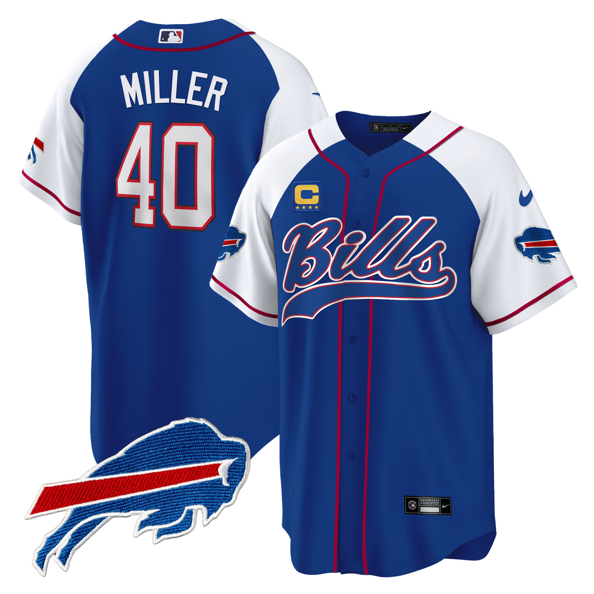 Von Miller Men's Buffalo Bills Baseball Royal Alternate Jersey - All Stitched 