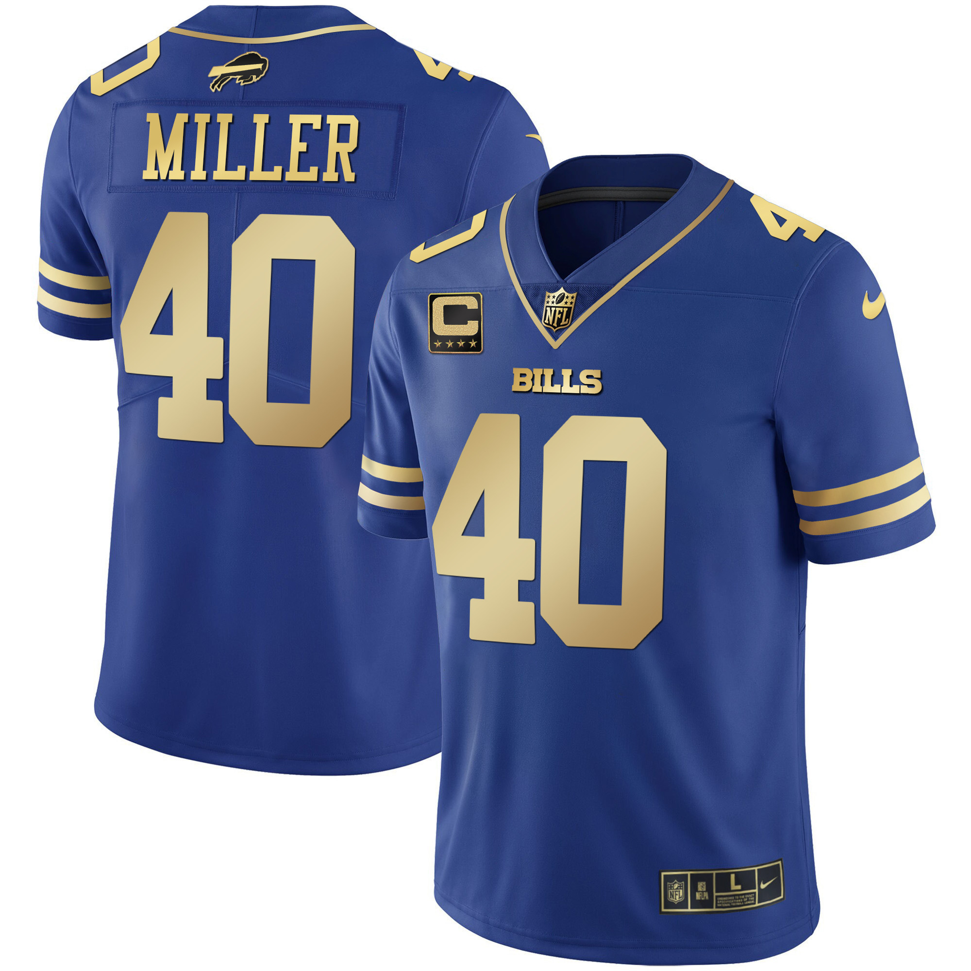 Von Miller Men's Buffalo Bills Black Gold & Royal Gold Vapor Royal Gold Jersey - All Stitched 