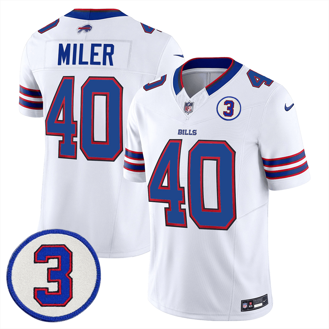 Von Miller Men's Buffalo Bills Damar Honoring Patch Vapor Limited White Jersey - All Stitched 