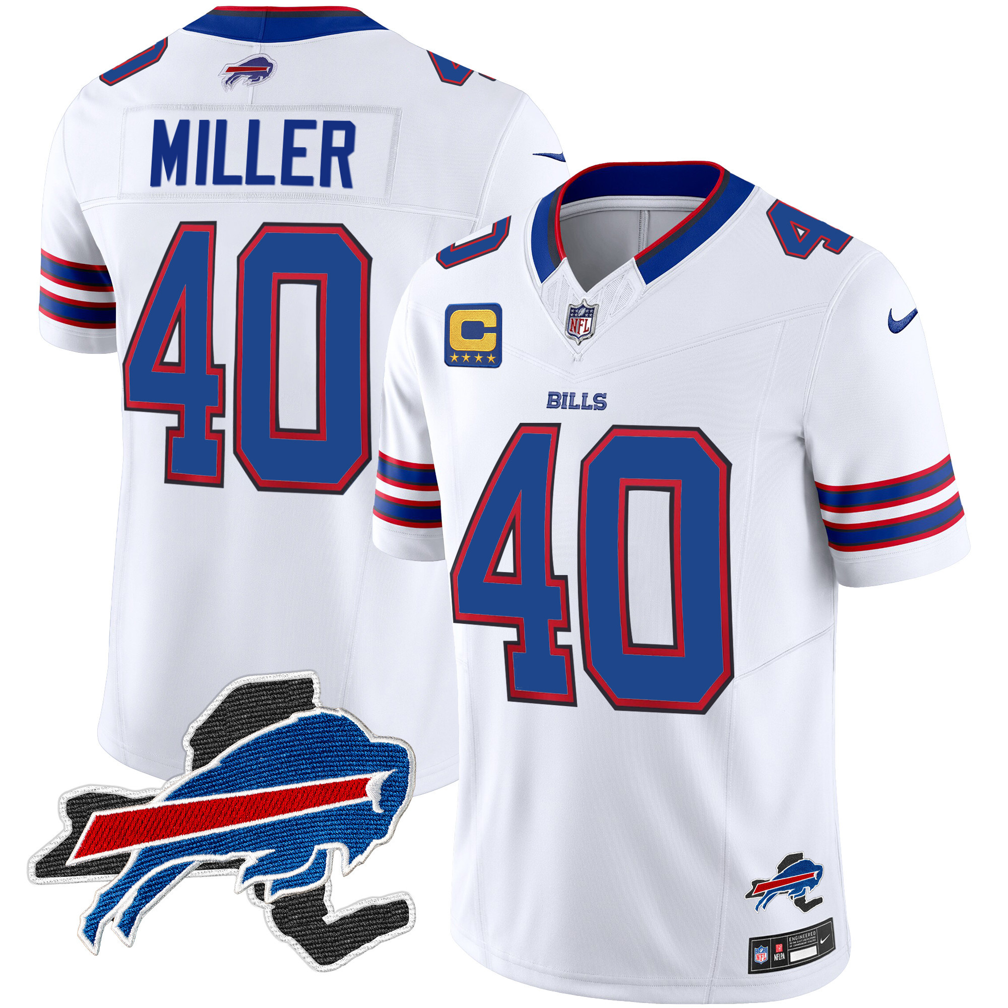 Von Miller Men's Buffalo Bills New York Patch Vapor Limited White Jersey - All Stitched 