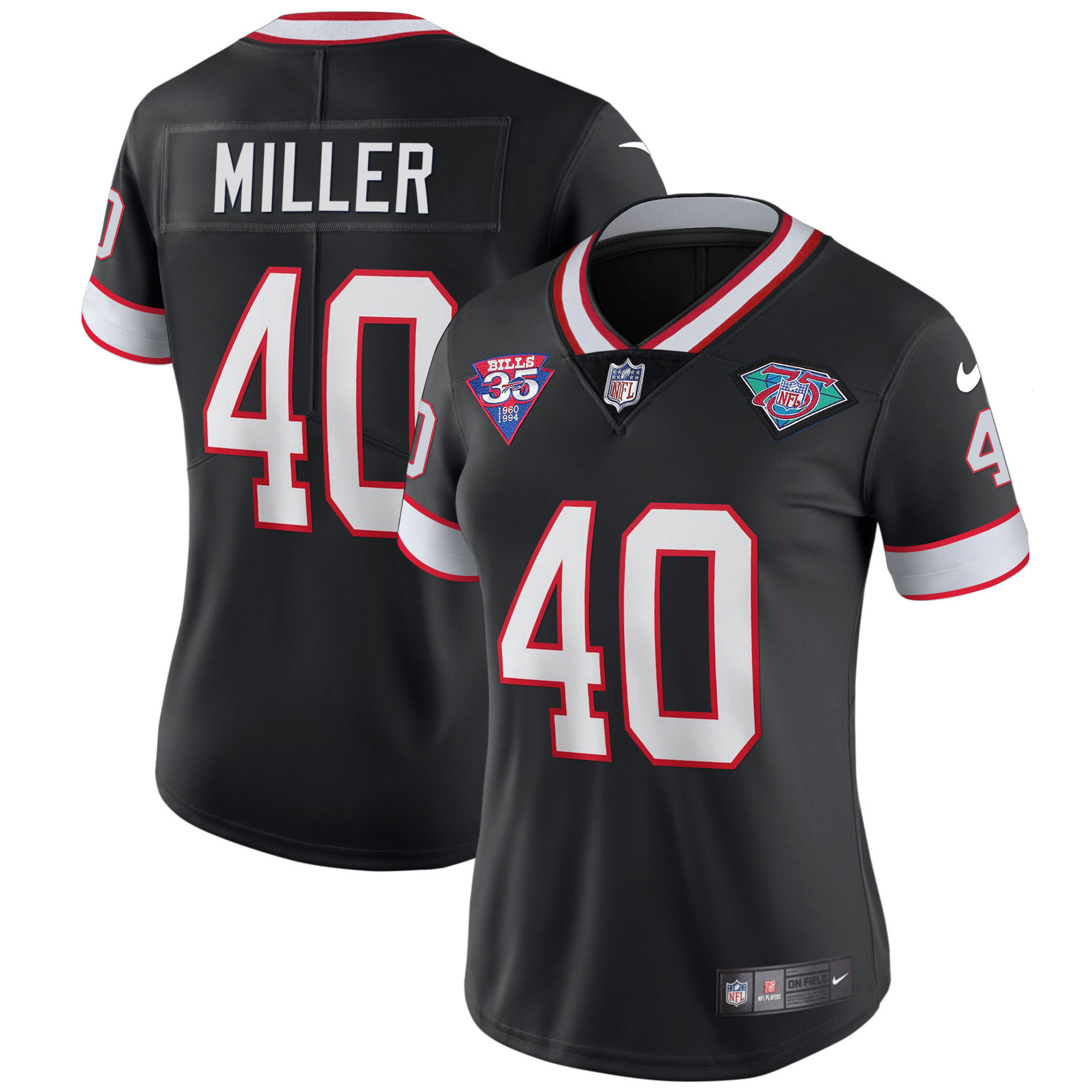 Von Miller Women's Buffalo Bills 1994 Throwback Vapor Black Jersey - All Stitched 