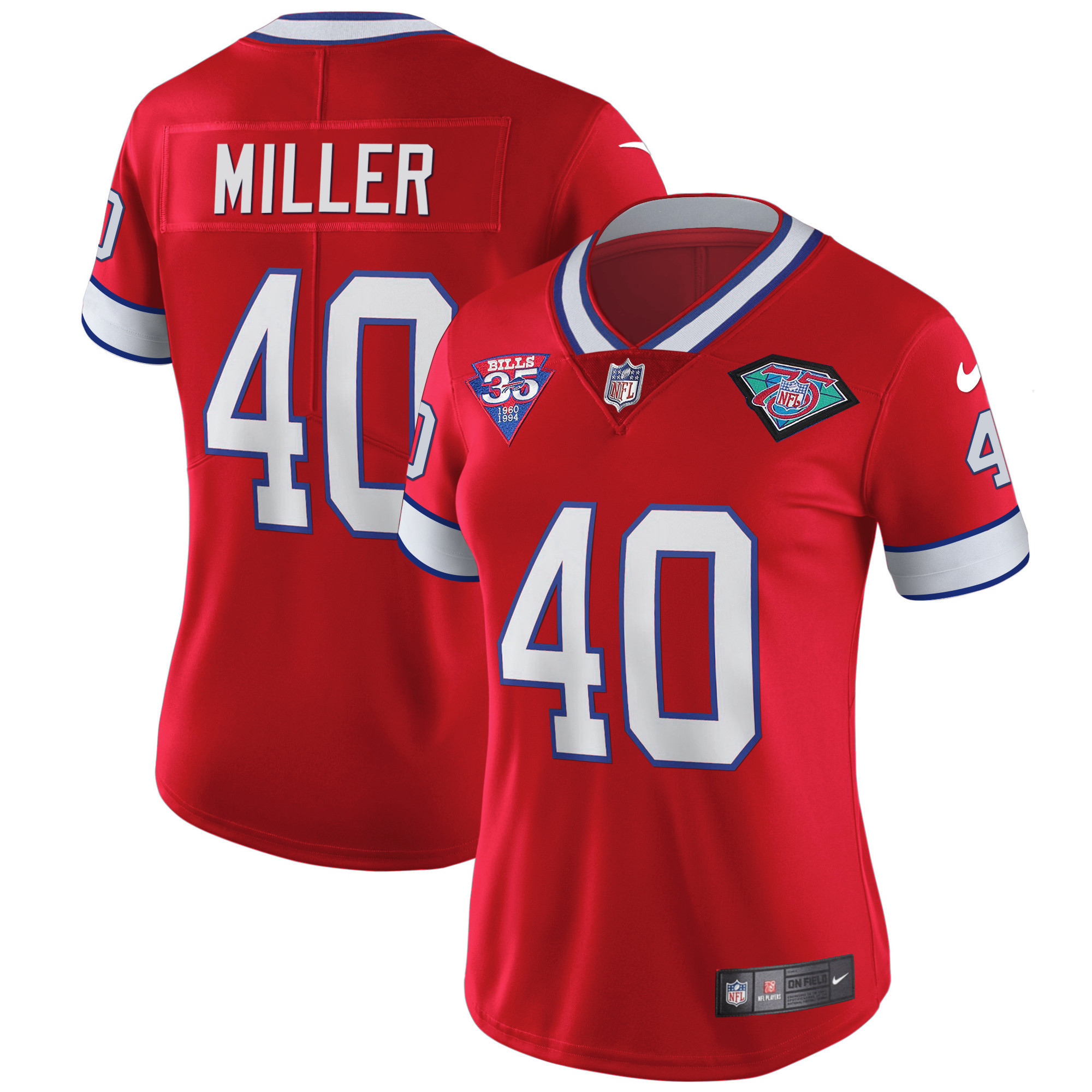 Von Miller Women's Buffalo Bills 1994 Throwback Vapor Red Jersey - All Stitched 