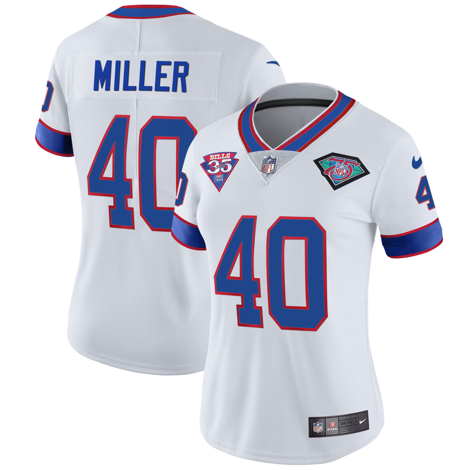 Von Miller Women's Buffalo Bills 1994 Throwback Vapor White Jersey - All Stitched 