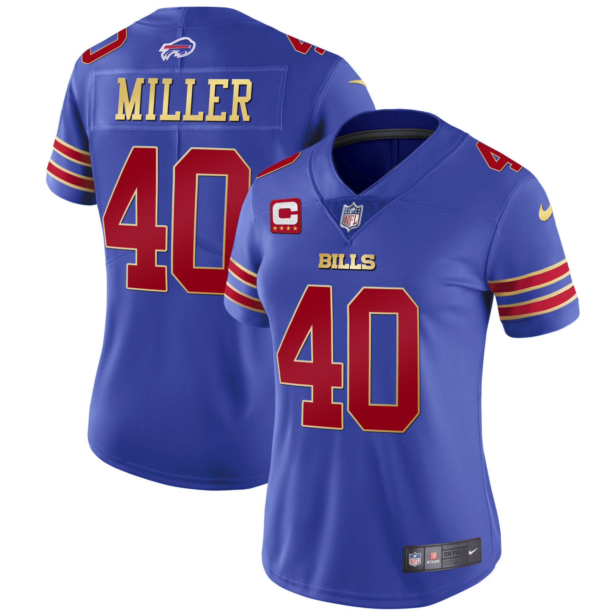 Von Miller Women's Buffalo Bills Black Red Vapor Royal Red Jersey - All Stitched 