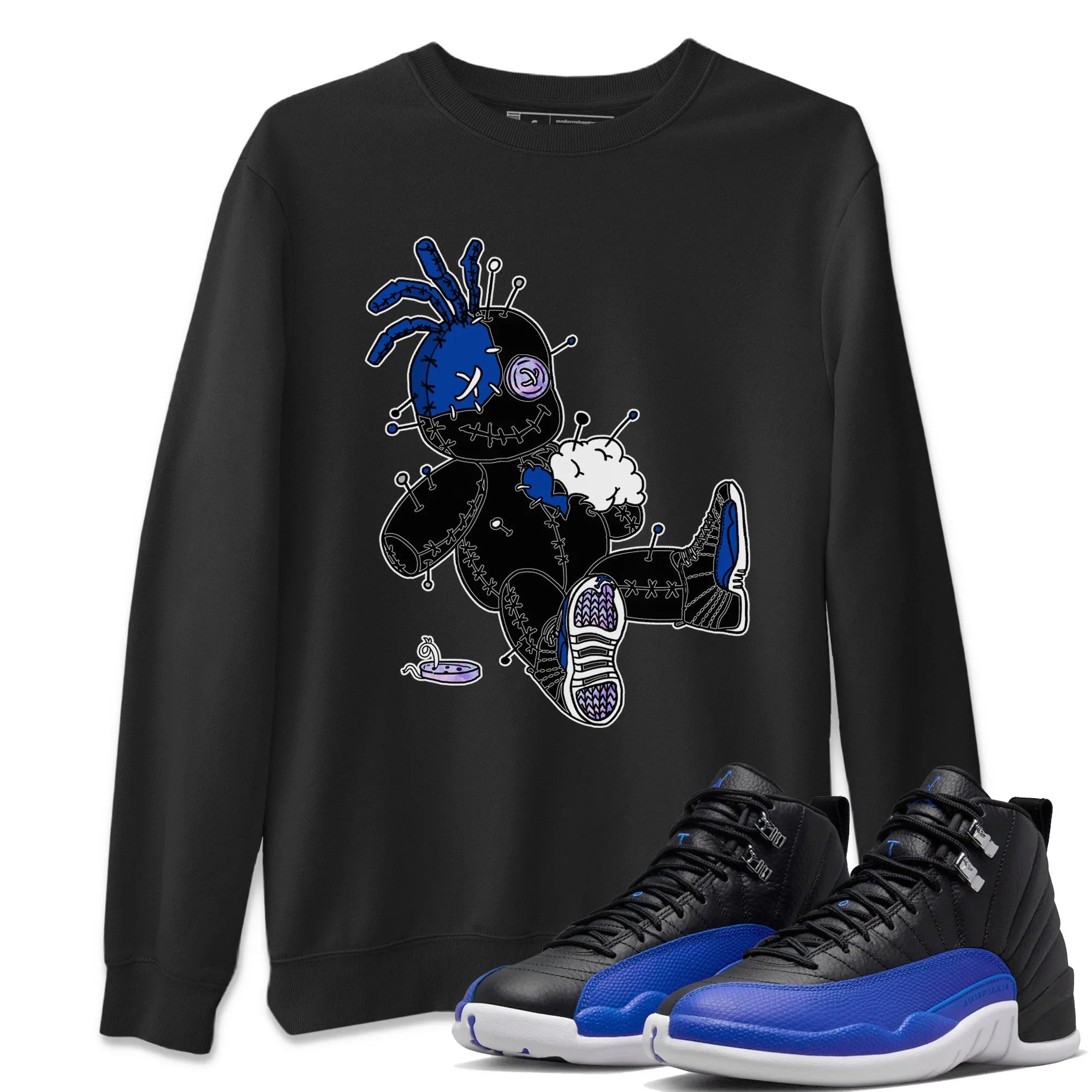 Voodoo Doll Unisex Sweater – Air Jordan 12 Hyper Royal, Sneakers Matching Sweater