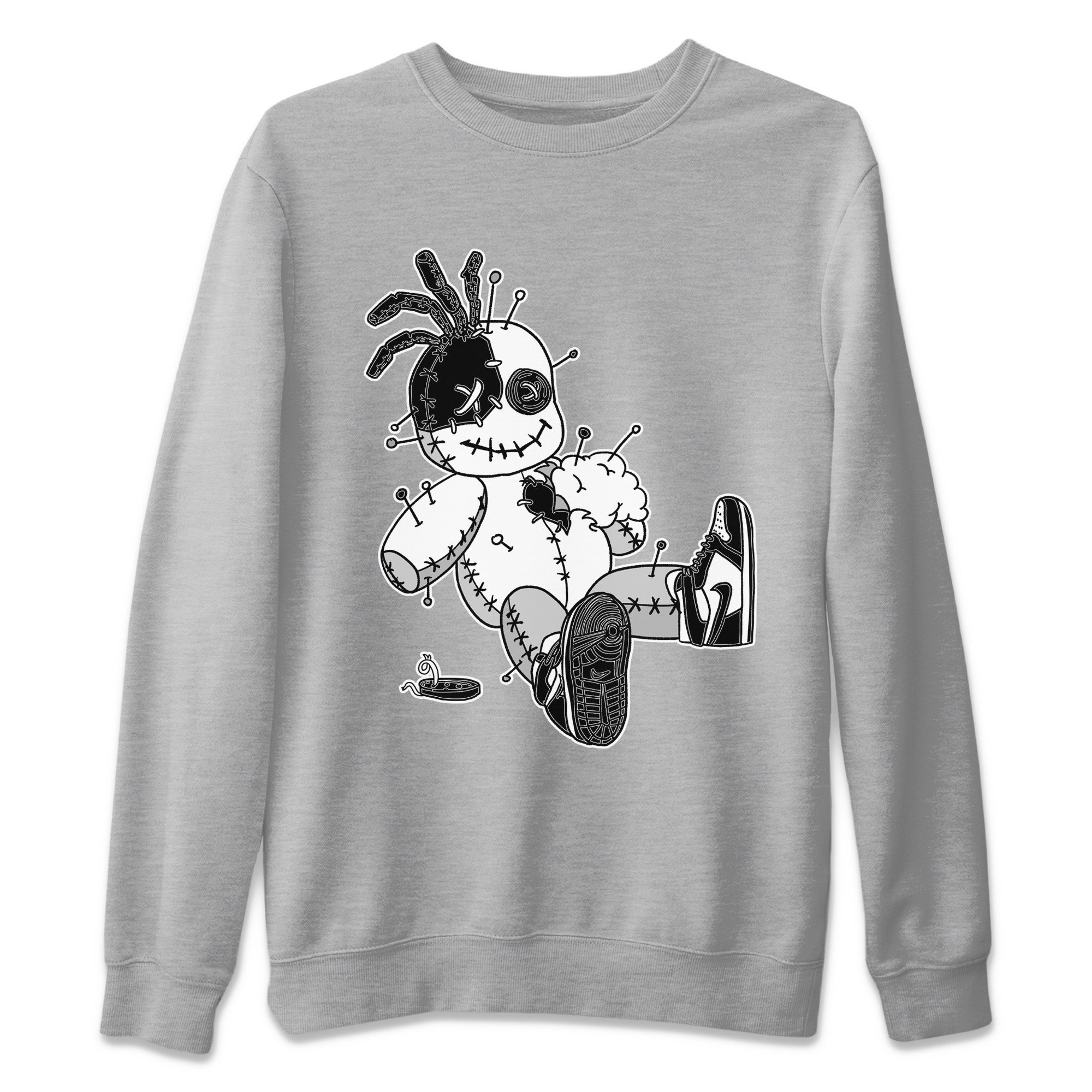 Voodoo Doll Unisex Sweater – Air Jordan 1 Black White, Sneakers Matching Sweater