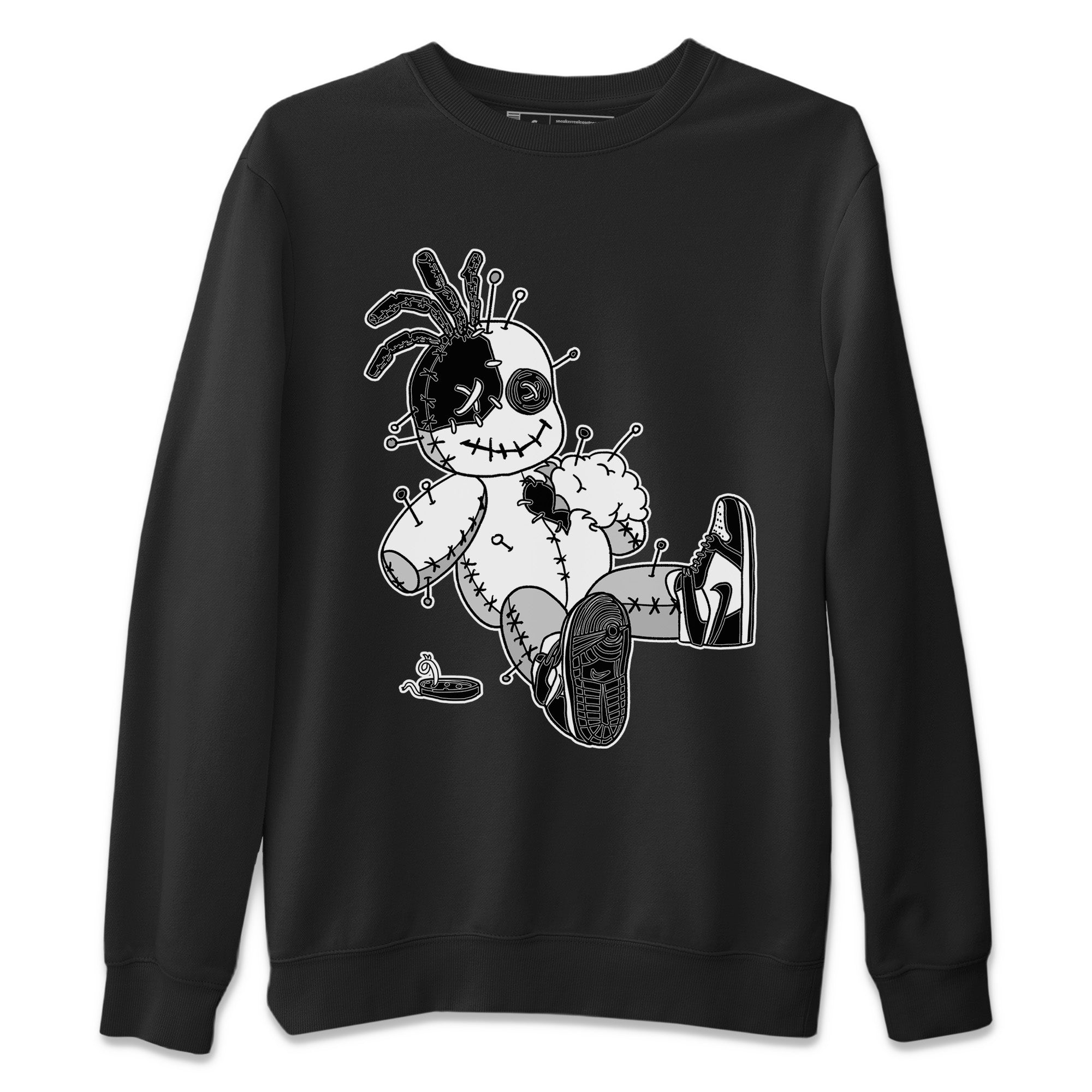 Voodoo Doll Unisex Sweater – Air Jordan 1 Black White, Sneakers Matching Sweater