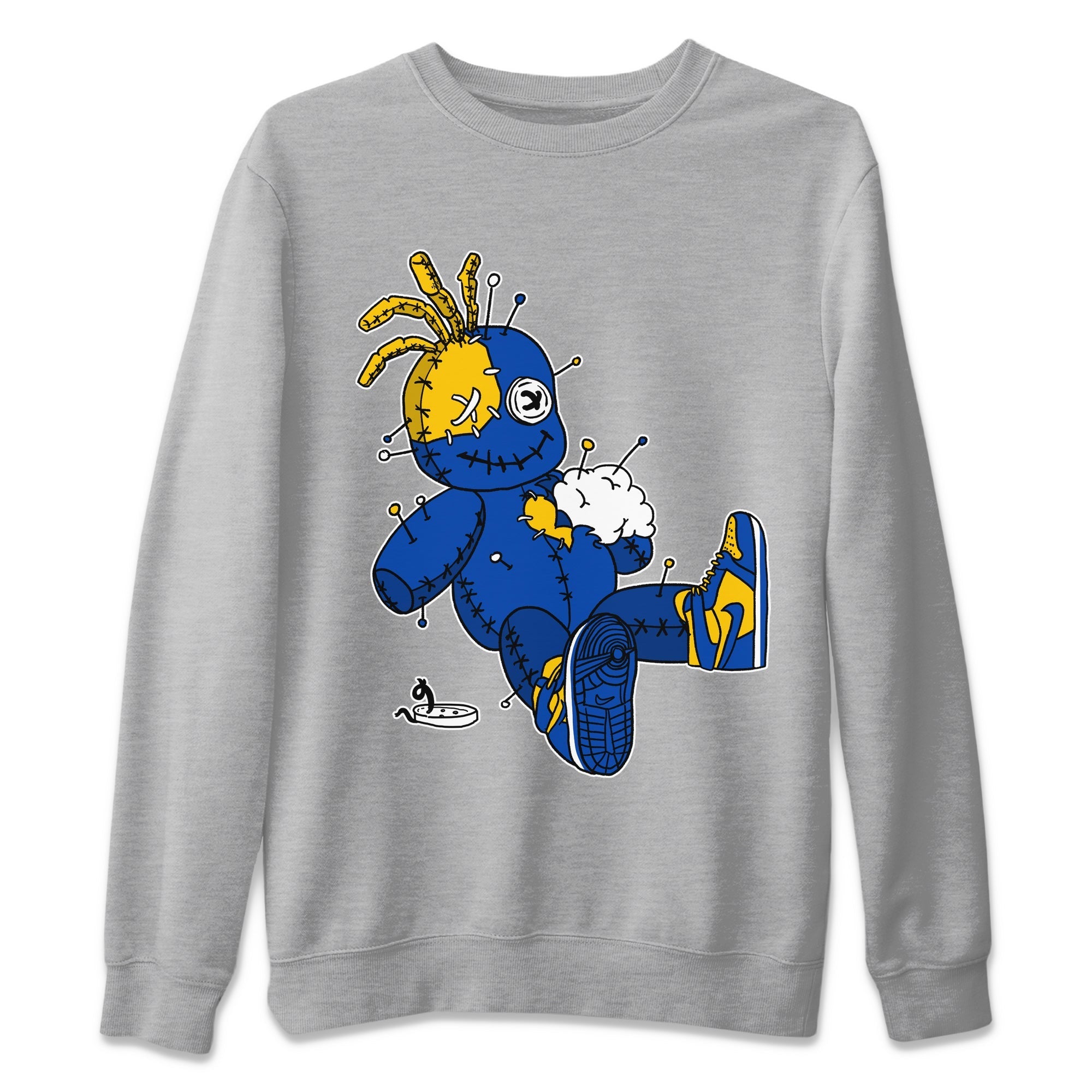 Voodoo Doll Unisex Sweater – Air Jordan 1 Game Royal Varsity Maize, Sneakers Matching Sweater