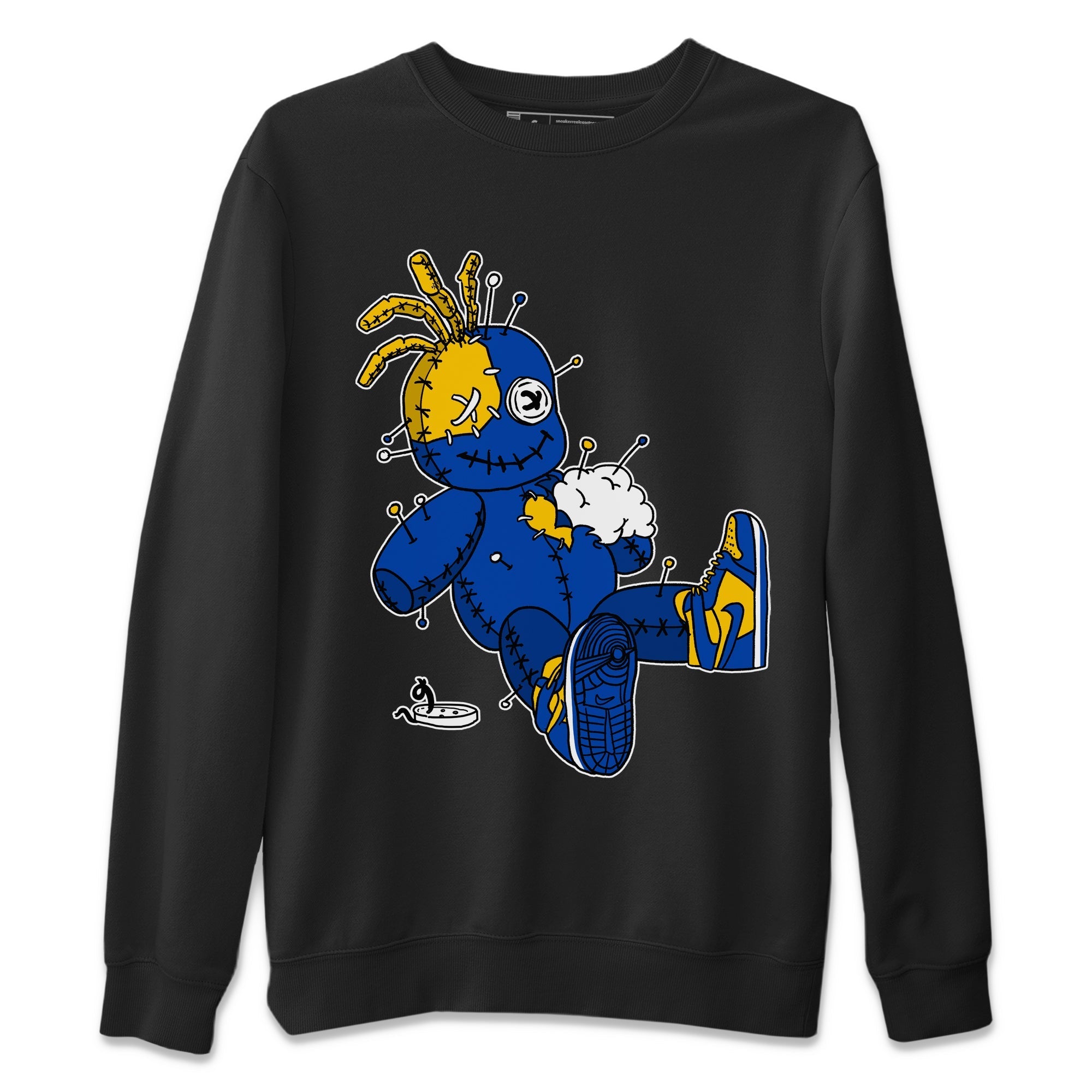 Voodoo Doll Unisex Sweater – Air Jordan 1 Game Royal Varsity Maize, Sneakers Matching Sweater