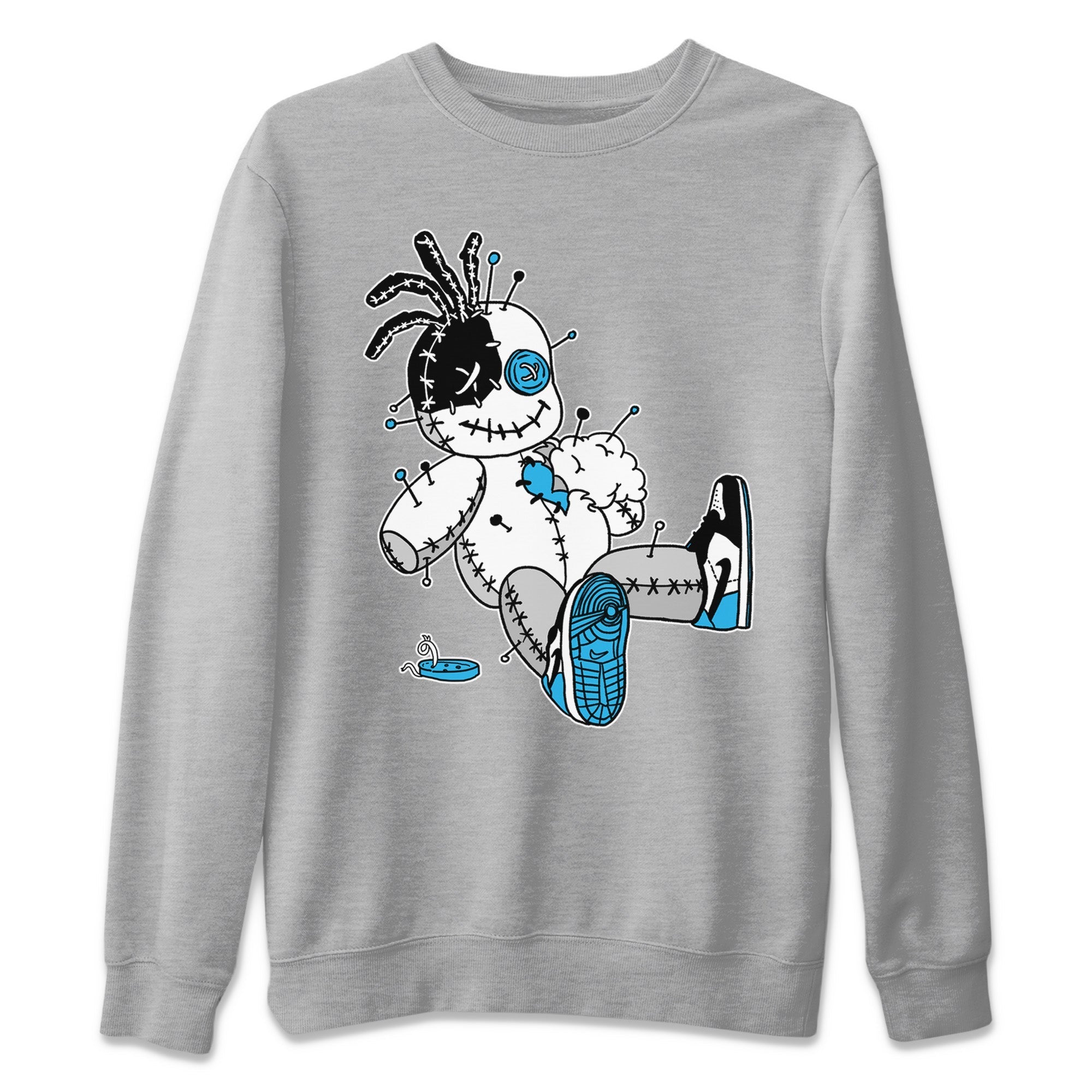 Voodoo Doll Unisex Sweater – Air Jordan 1 Powder Blue, Sneakers Matching Sweater