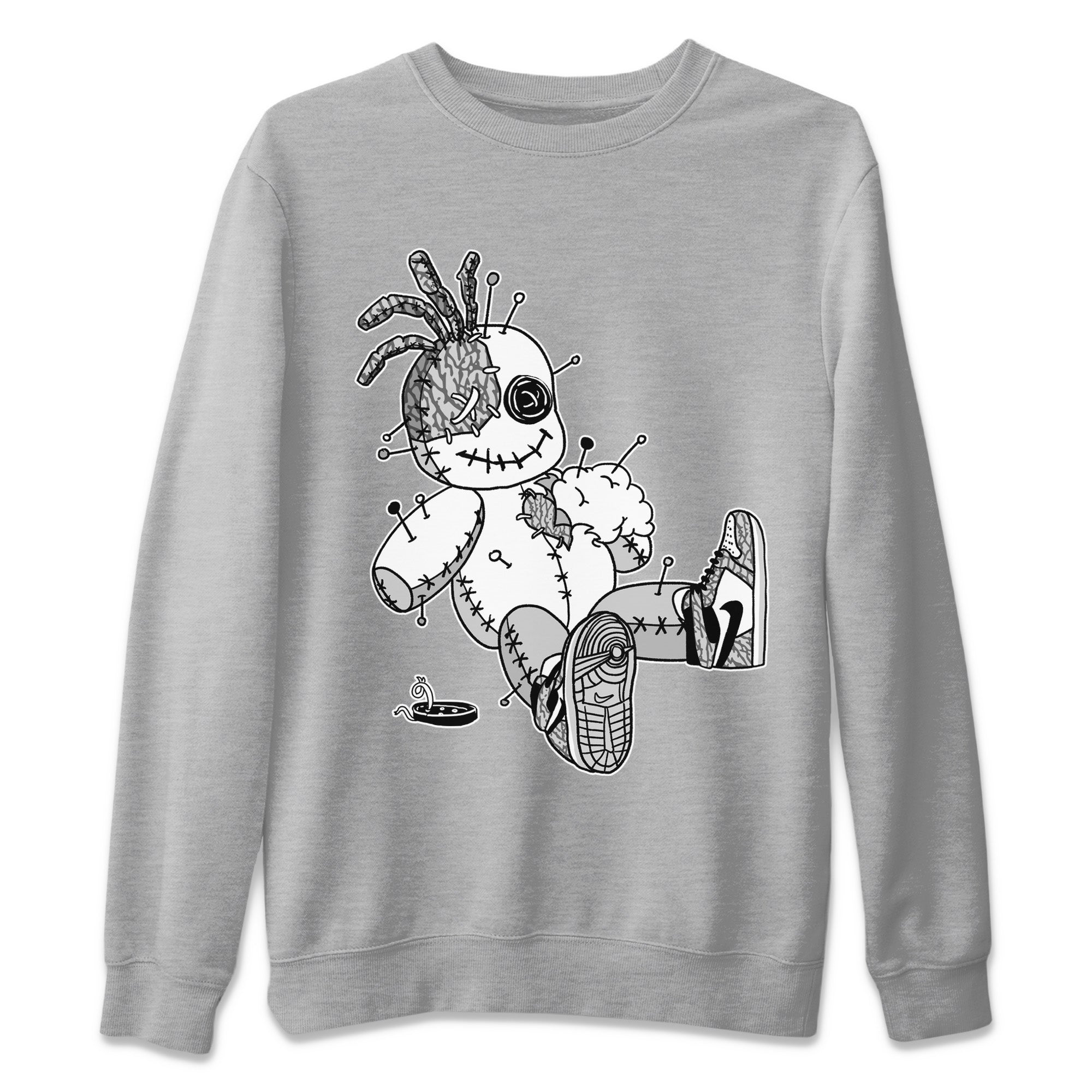 Voodoo Doll Unisex Sweater – Air Jordan 1 White Cement, Sneakers Matching Sweater