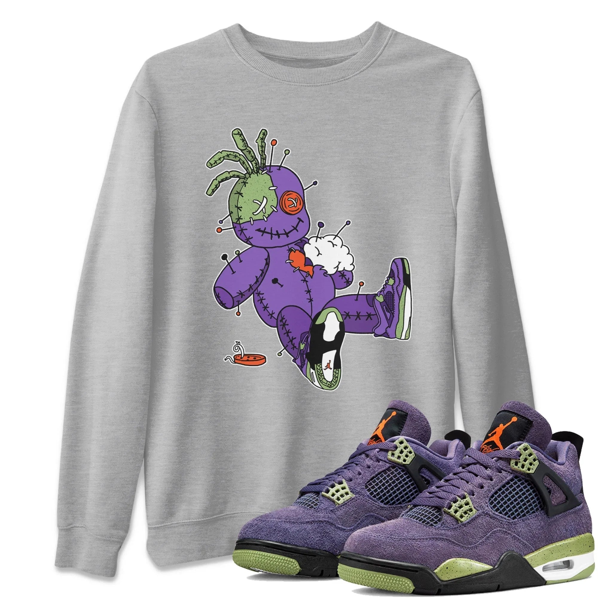 Voodoo Doll Unisex Sweater – Air Jordan 4 Canyon Purple, Sneakers Matching Sweater