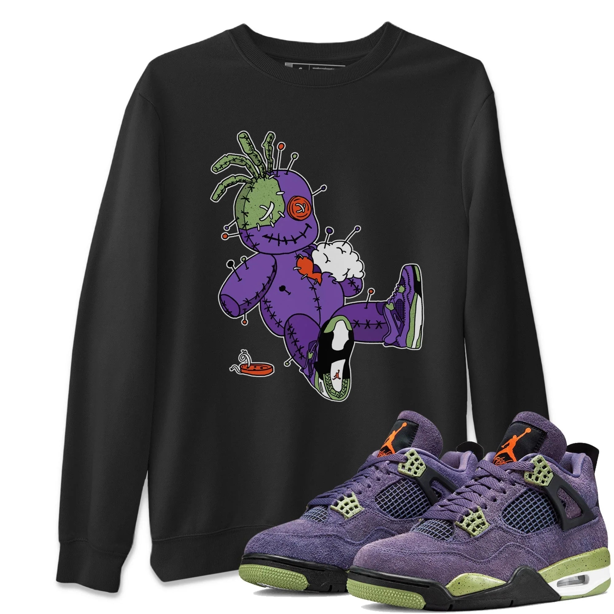 Voodoo Doll Unisex Sweater – Air Jordan 4 Canyon Purple, Sneakers Matching Sweater