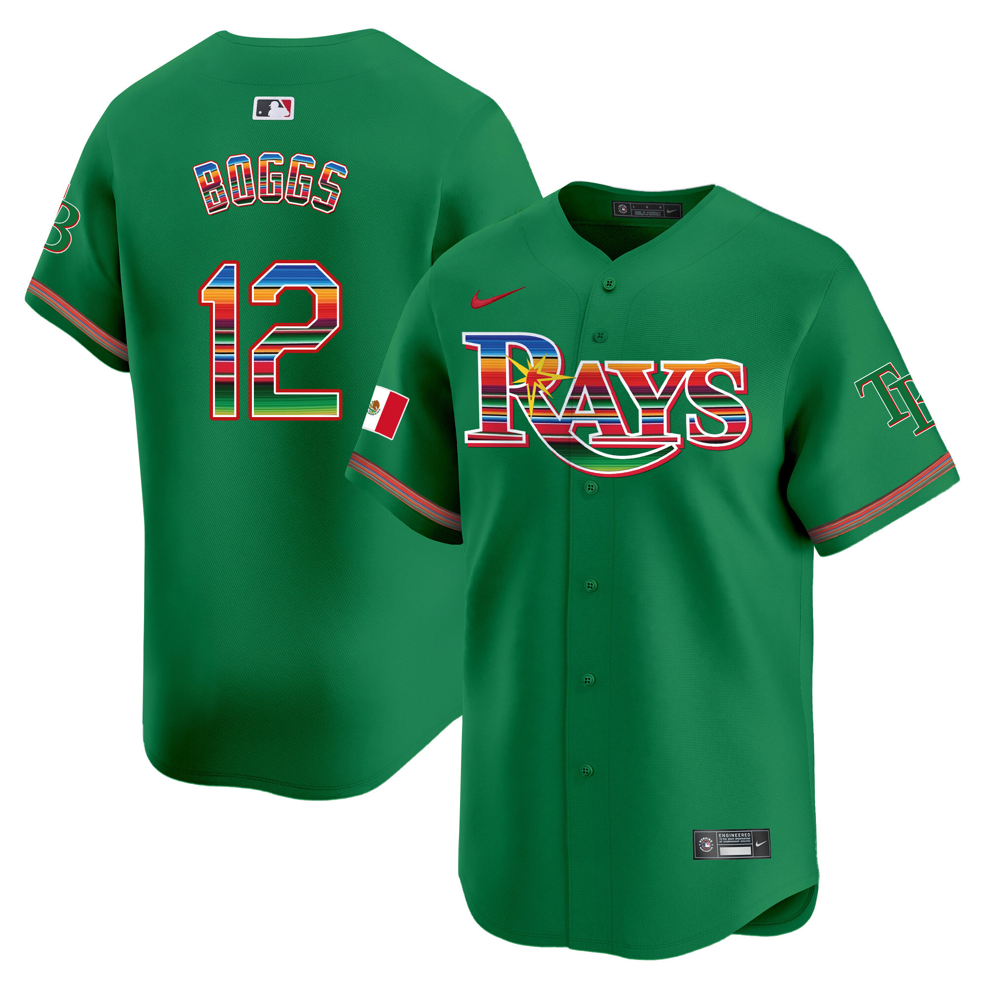 Wade Boggs Men's Tampa Bay Rays Mexico Vapor Premier Limited Green Jersey - All Stitched