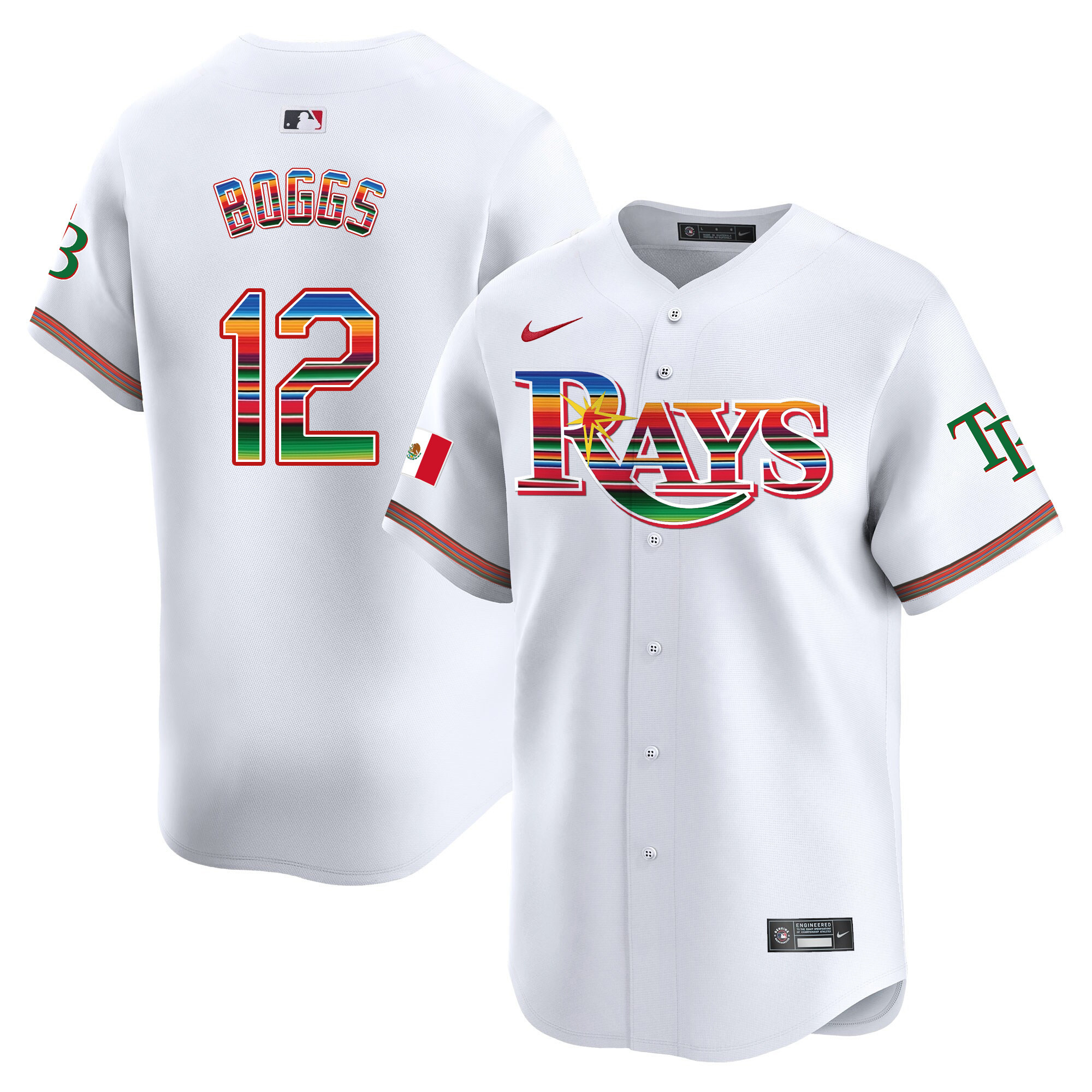 Wade Boggs Men's Tampa Bay Rays Mexico Vapor Premier Limited White Jersey - All Stitched