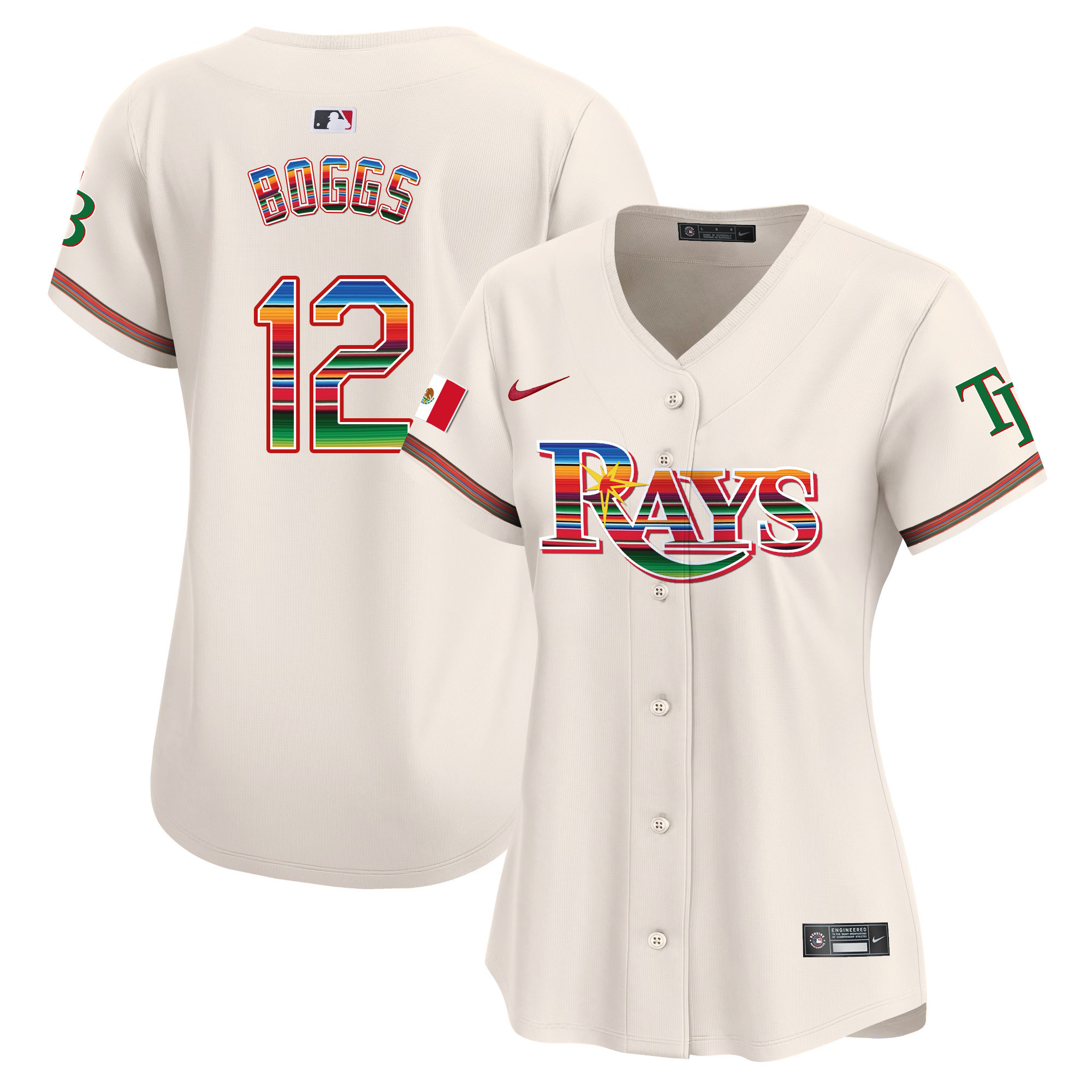 Wade Boggs Women's Tampa Bay Rays Mexico Vapor Premier Limited Cream Jersey - All Stitched