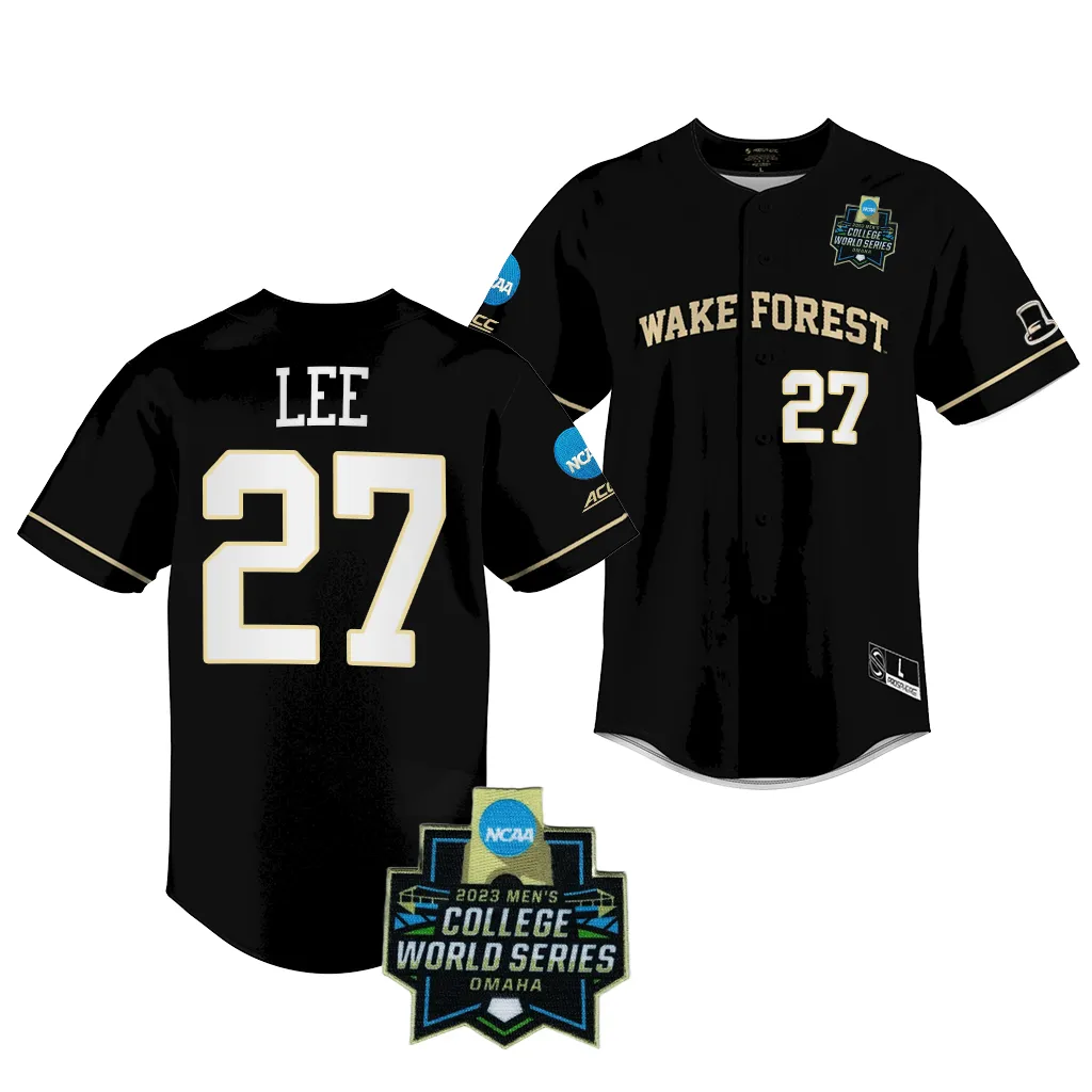 Wake Forest Demon Deacons Bennett Lee 2023 College World Series Black #27 Jersey NCAA