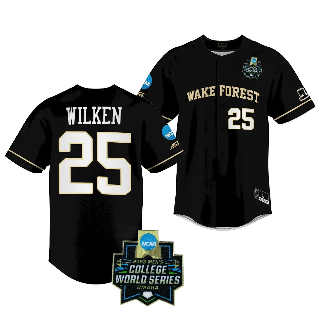 Wake Forest Demon Deacons Brock Wilken 2023 College World Series Black #25 Jersey NCAA