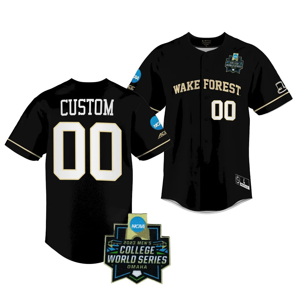 Wake Forest Demon Deacons Custom 2023 College World Series Black #00 Jersey NCAA