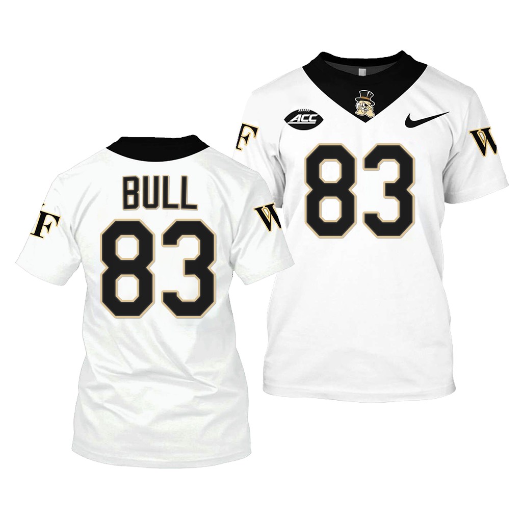 Wake Forest Demon Deacons Jaeger Bull College Jersey #83 White 2022-23 Shirt Uniform