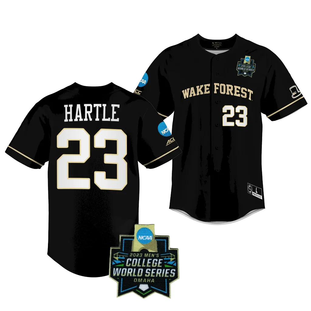Wake Forest Demon Deacons Josh Hartle 2023 College World Series Black #23 Jersey NCAA