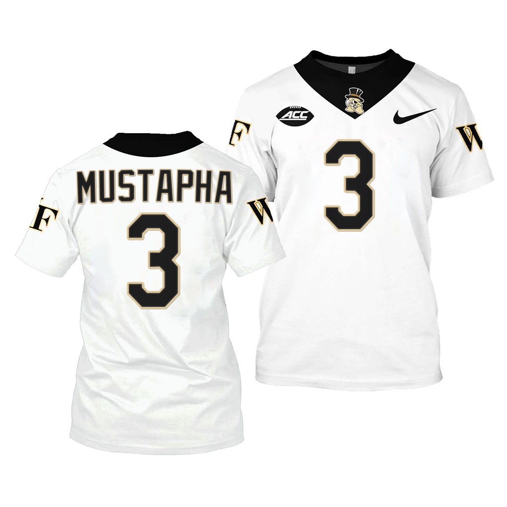 Wake Forest Demon Deacons Malik Mustapha College Jersey #3 White 2022-23 Shirt Uniform