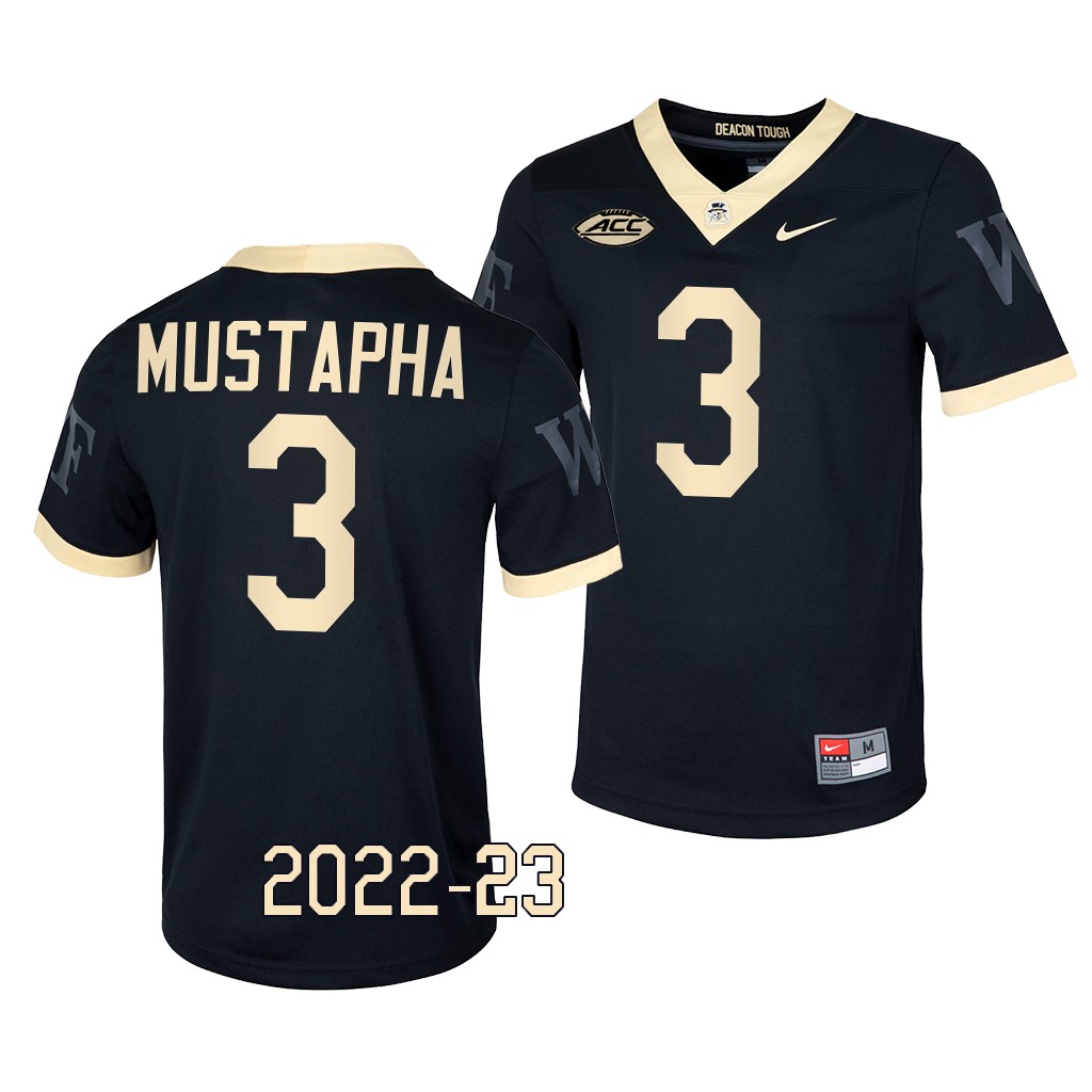 Wake Forest Demon Deacons Malik Mustapha Jersey 2022-23 Untouchable Game Black #3 Men's Shirt