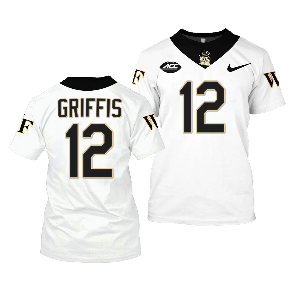 Wake Forest Demon Deacons Mitch Griffis College Jersey #12 White 2022-23 Shirt Uniform