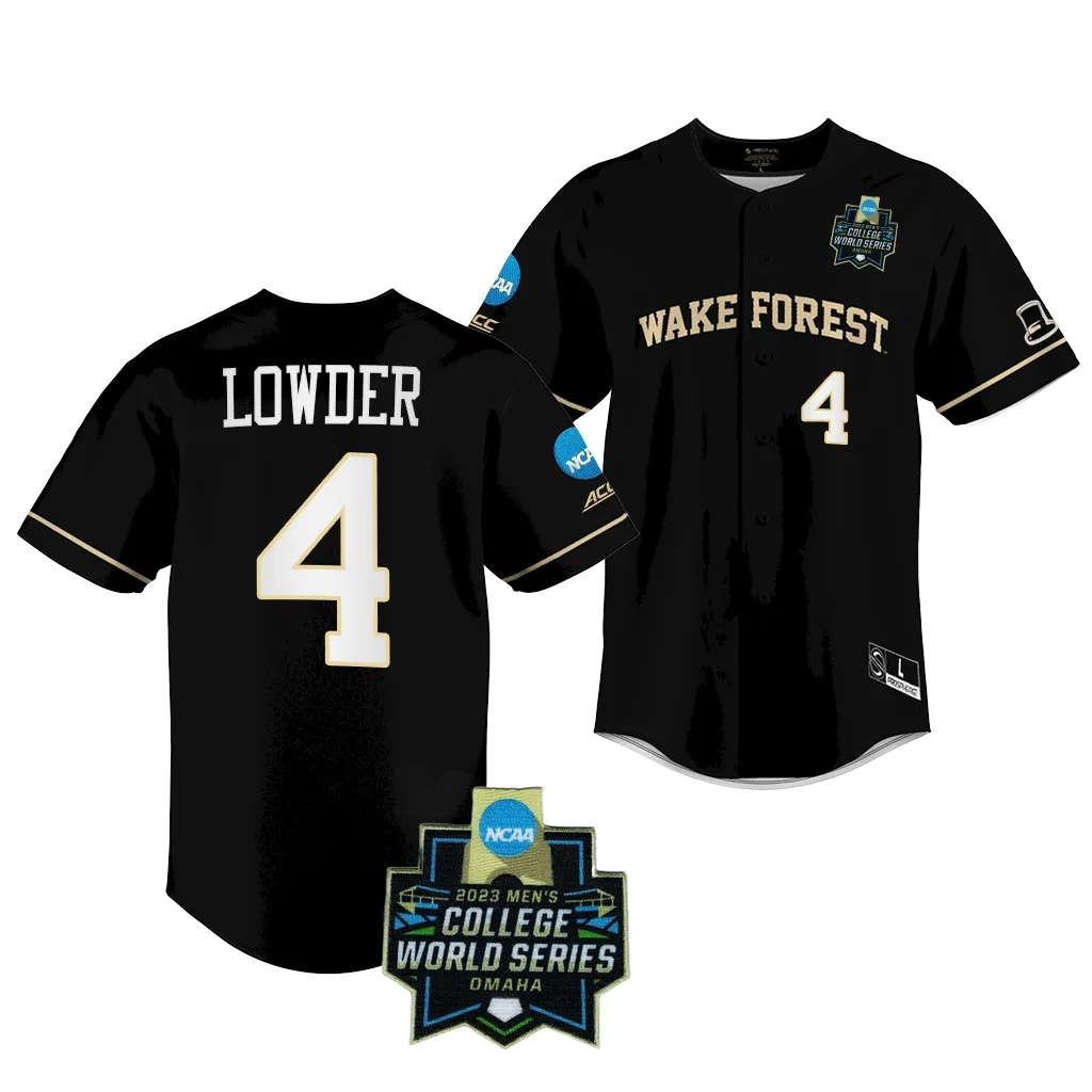 Wake Forest Demon Deacons Rhett Lowder 2023 College World Series Black #4 Jersey NCAA