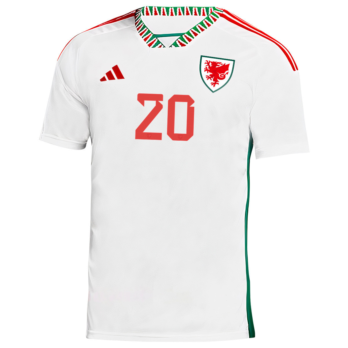 Wales National Team Daniel James 20 FIFA World Cup Qatar 2022 Patch Men Soccer Jersey – Away