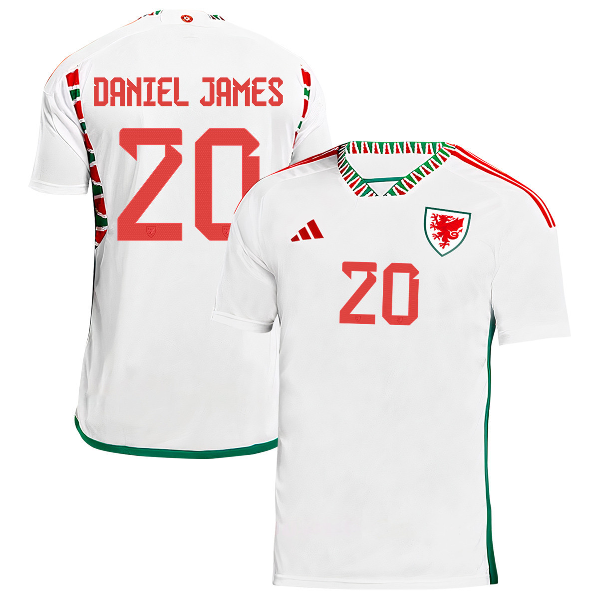 Wales National Team Daniel James 20 Qatar World Cup 2022-23 – Away Soccer Jersey