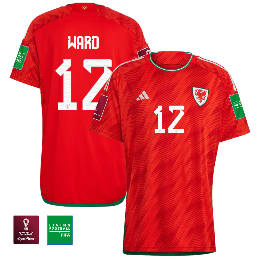 Wales National Team FIFA World Cup Qatar 2022 Patch Danny Ward 12 – Home Men Soccer Jersey