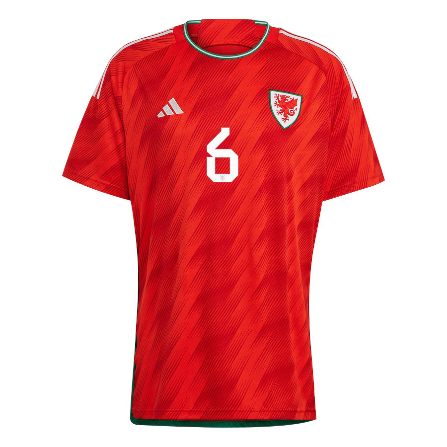 Wales National Team FIFA World Cup Qatar 2022 Patch Joe Rodon 6 – Home Men Soccer Jersey