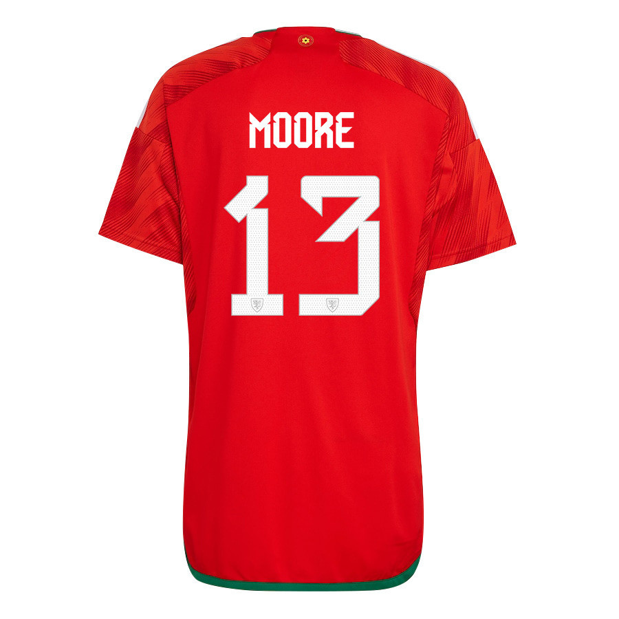 Wales National Team FIFA World Cup Qatar 2022 Patch Kieffer Moore 13 – Home Men Soccer Jersey