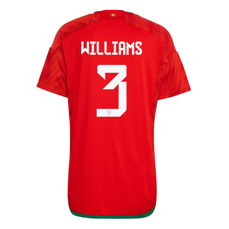 Wales National Team FIFA World Cup Qatar 2022 Patch Neco Williams 3 – Home Men Soccer Jersey
