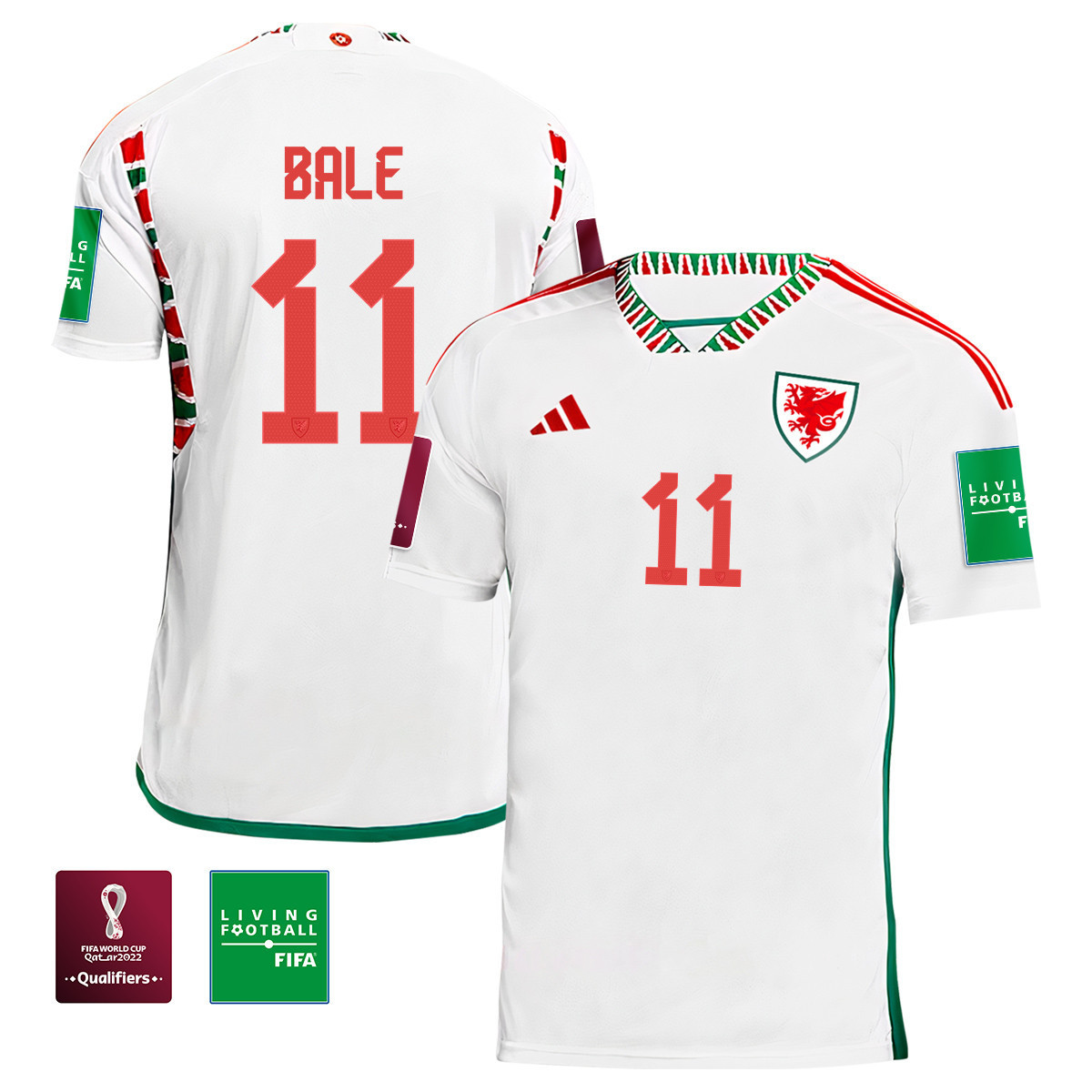 Wales National Team Gareth Bale 11 FIFA World Cup Qatar 2022 Patch Men Soccer Jersey – Away