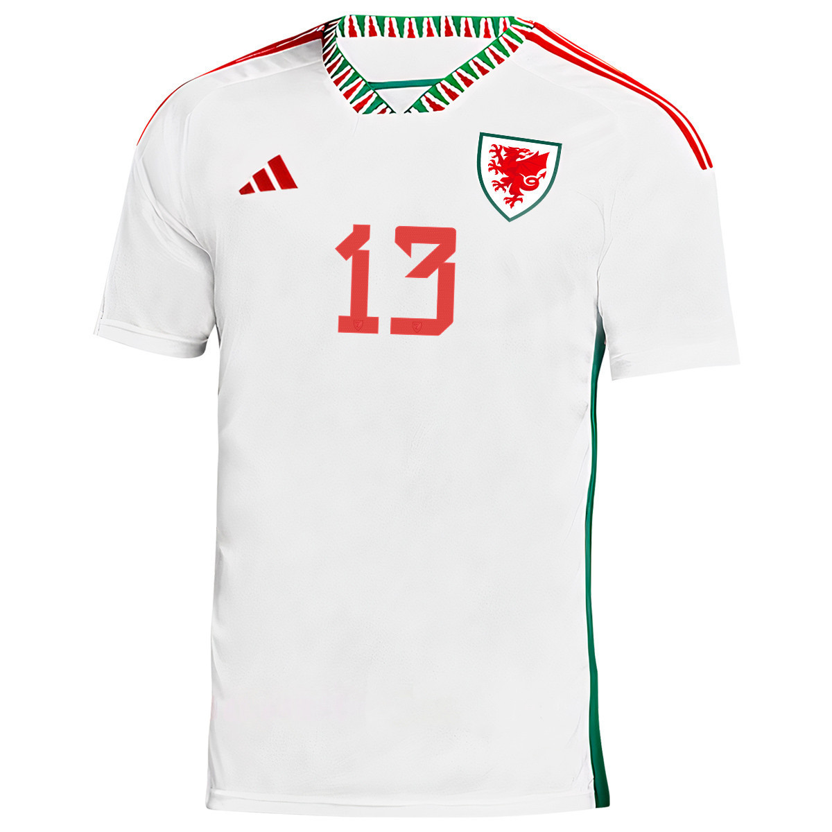Wales National Team Kieffer Moore 13 FIFA World Cup Qatar 2022 Patch Men Soccer Jersey – Away