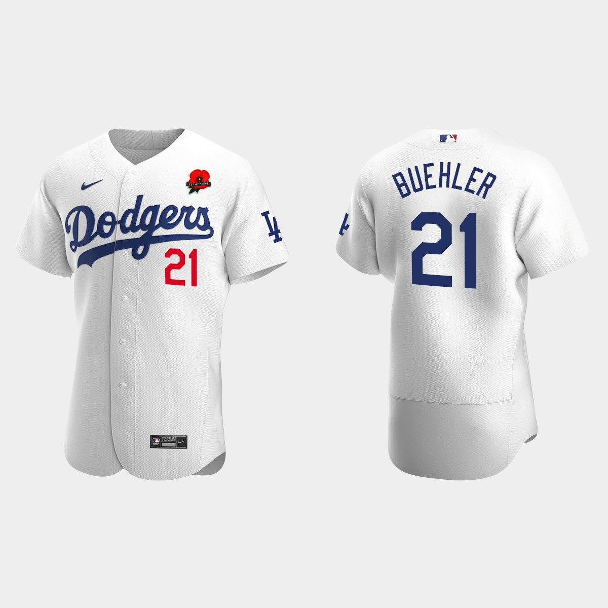 Walker Buehler Los Angeles Dodgers 2022 Memorial Day Poppy Patch Jersey - White