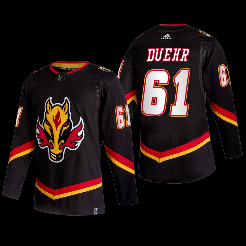 Walker Duehr #61 Calgary Flames Alternate 2022-23 Black Jersey