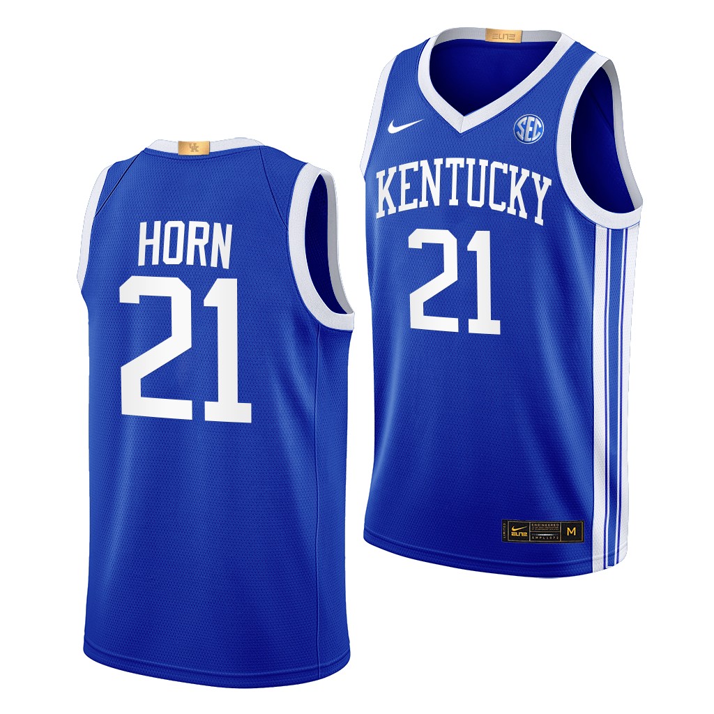 Walker Horn Kentucky Wildcats #21 Blue Away Jersey 2022-23 Elite