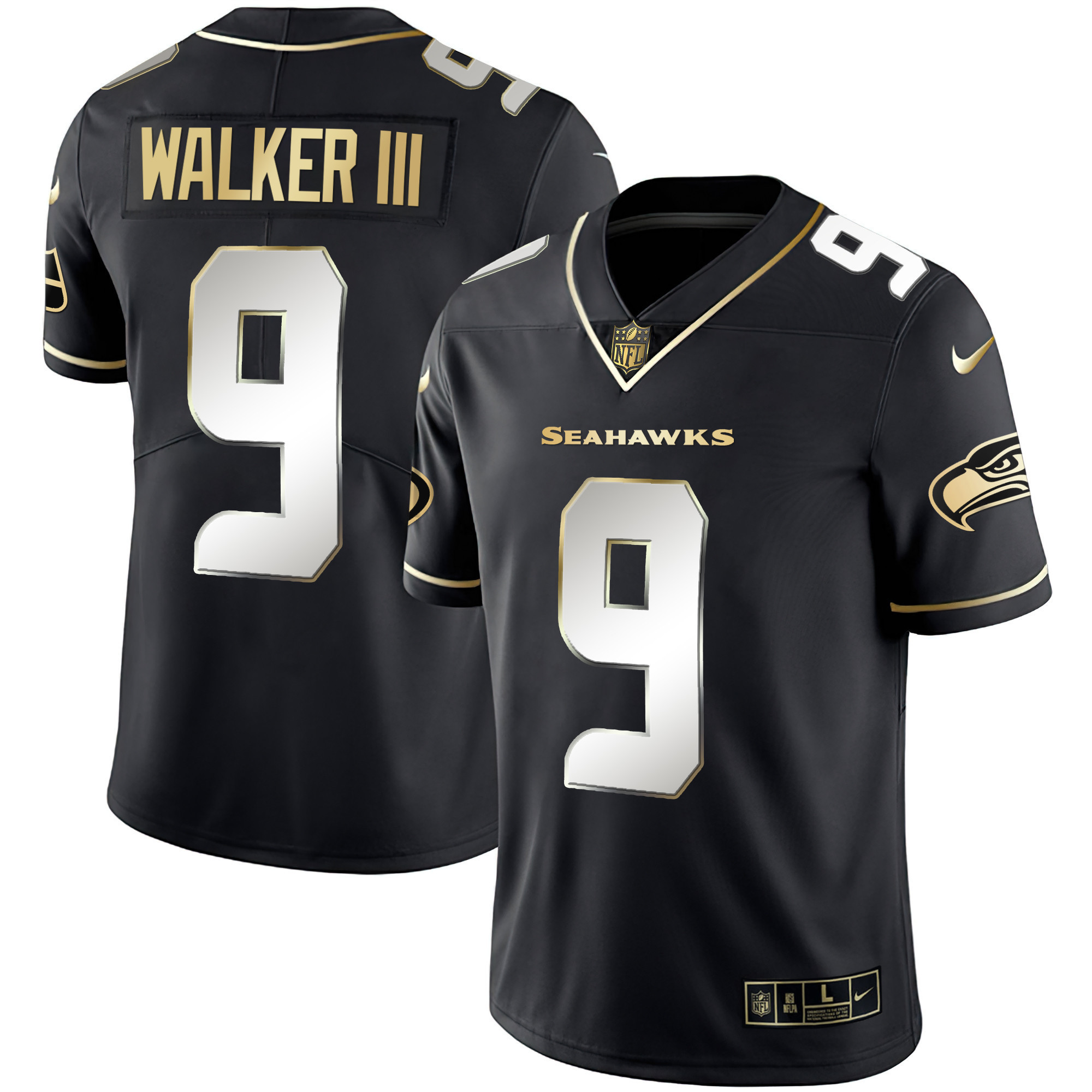Walker III Men's Seattle Seahawks Gold Player Black Limited Jersey - All Stitched 