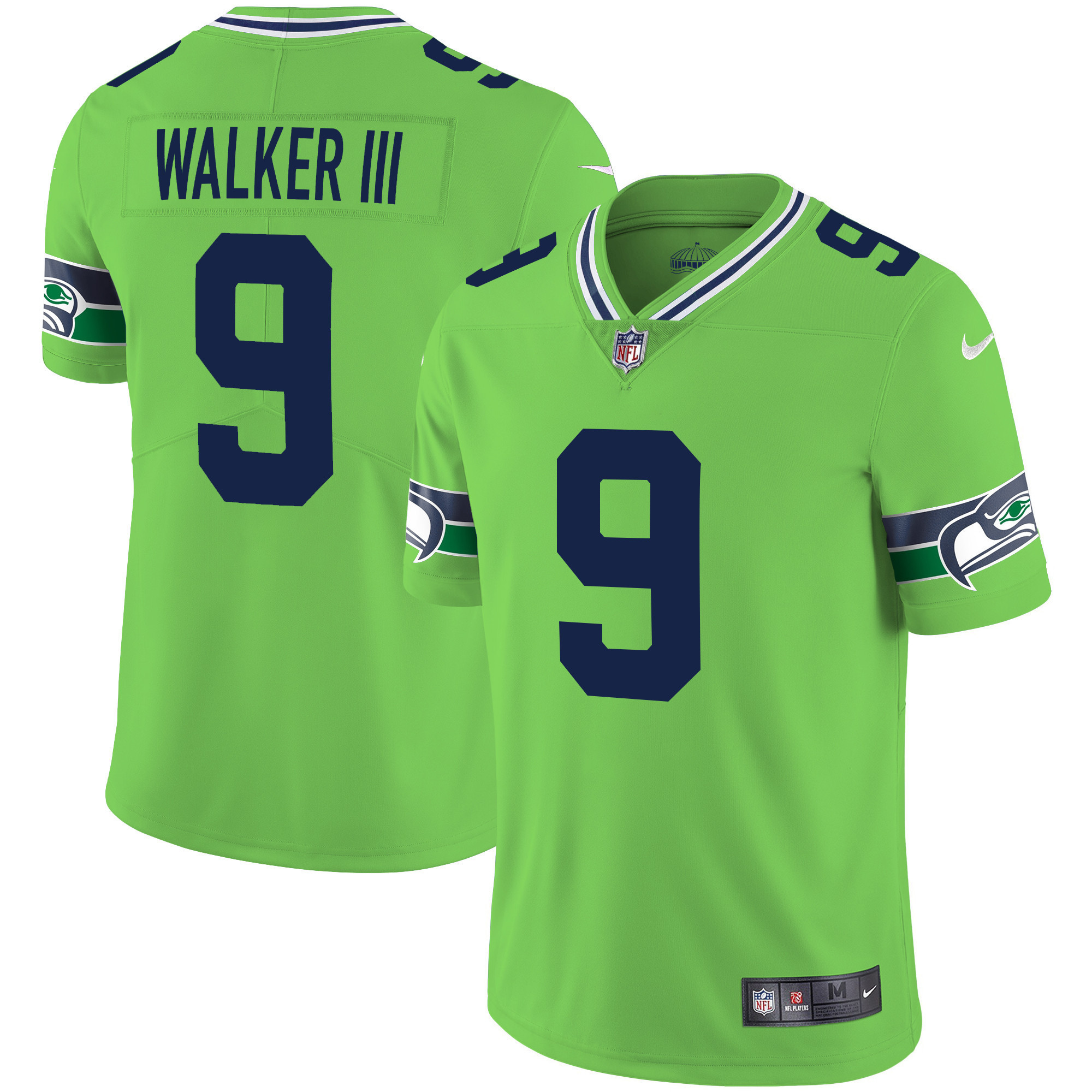 Walker III Men's Seattle Seahawks Throwback & Gold Green Jersey - All Stitched 