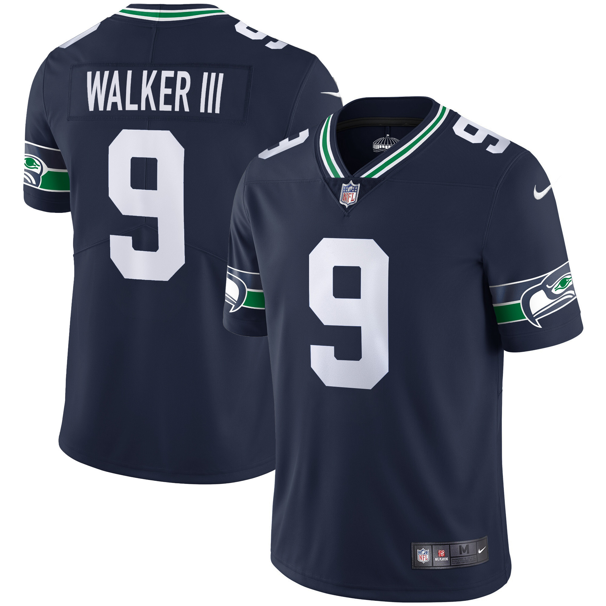 Walker III Men's Seattle Seahawks Throwback & Gold Navy Jersey - All Stitched 
