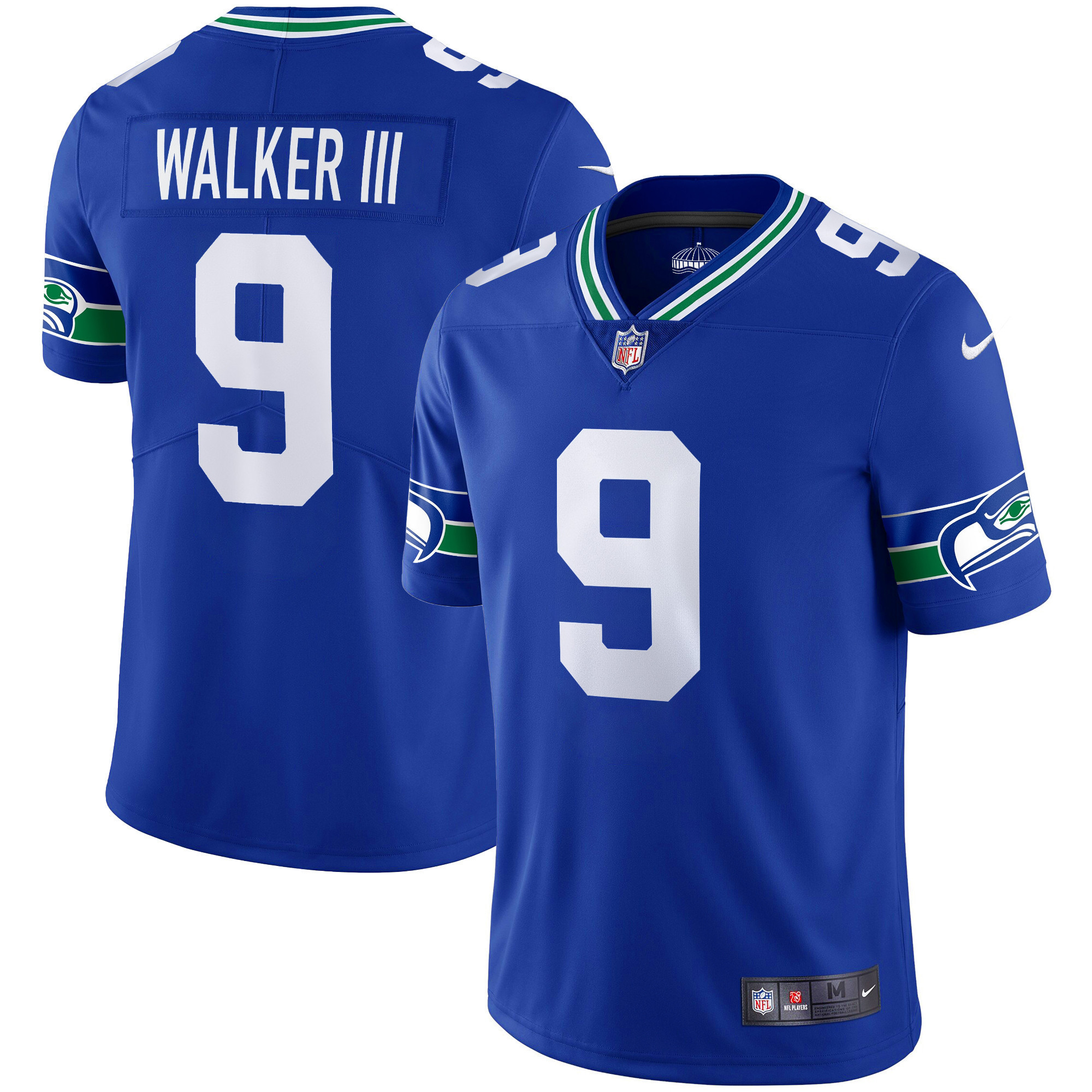 Walker III Men's Seattle Seahawks Throwback & Gold Royal Jersey - All Stitched 