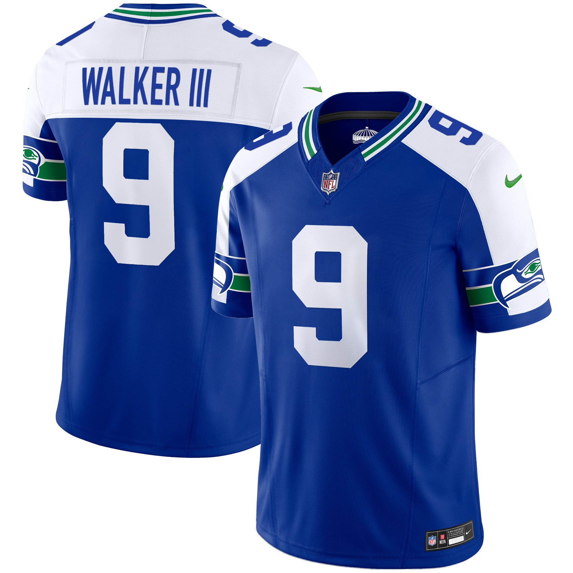 Walker III Men's Seattle Seahawks Throwback & Gold Vapor Limited Alternate Jersey - All Stitched 