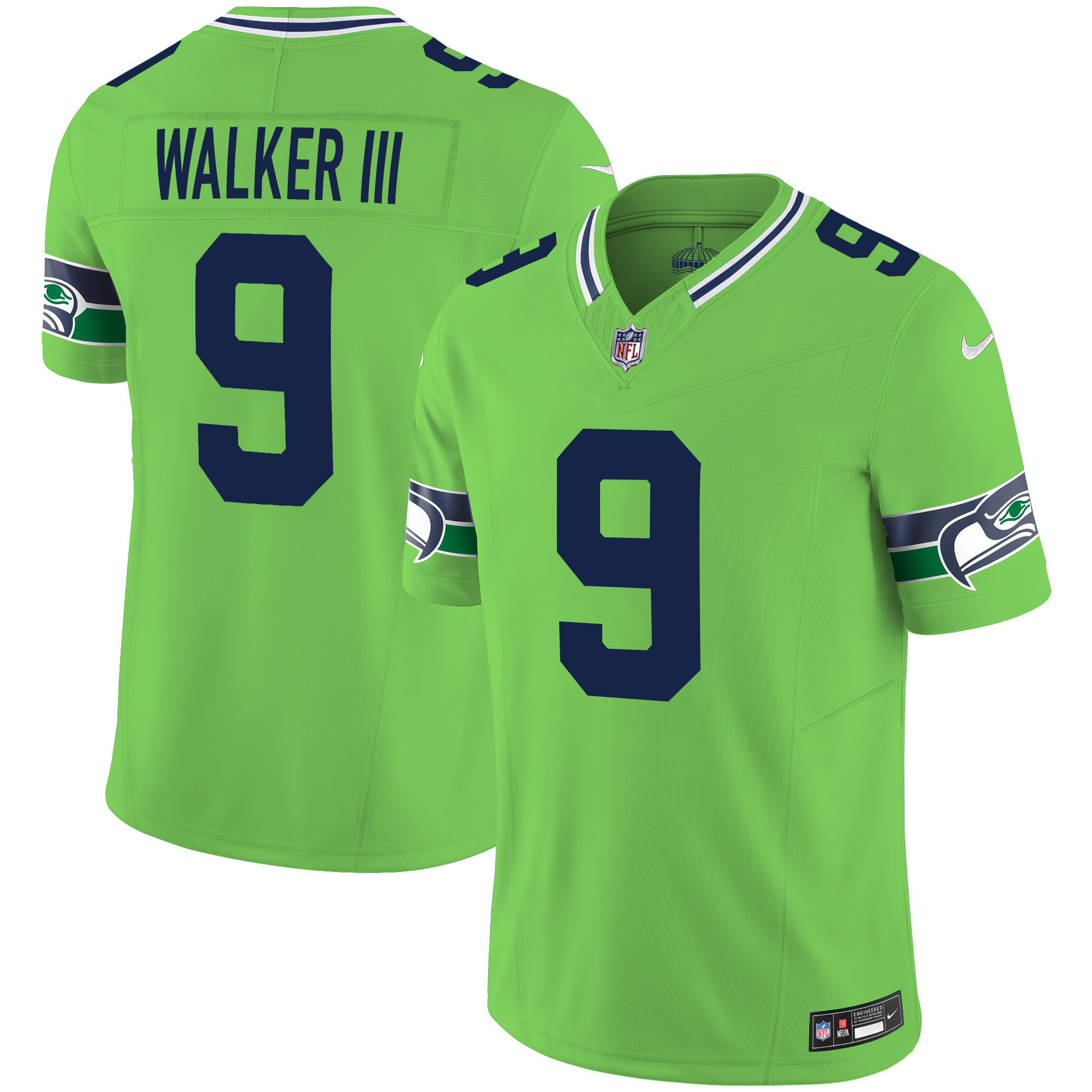 Walker III Men's Seattle Seahawks Throwback & Gold Vapor Limited Green Jersey - All Stitched 