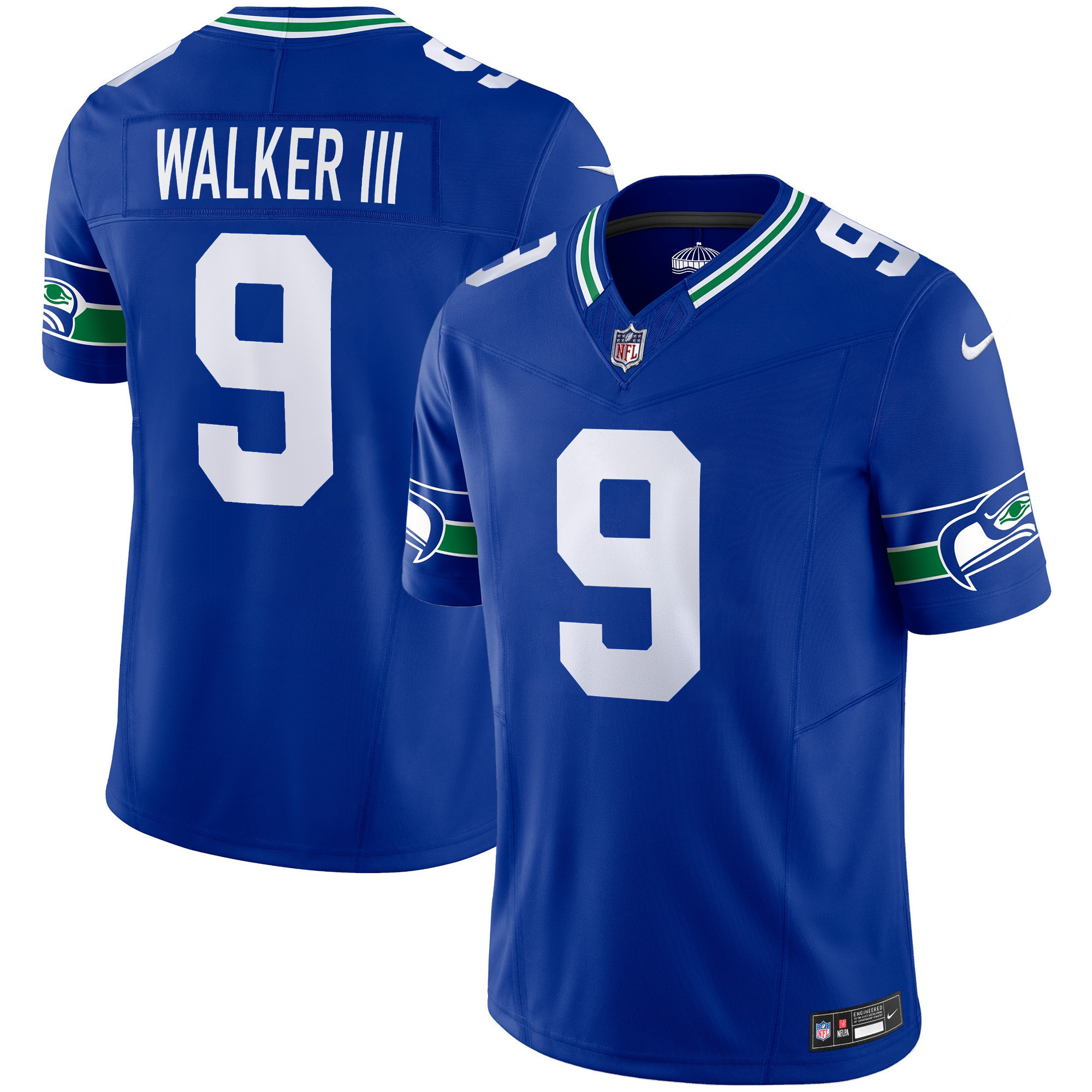 Walker III Men's Seattle Seahawks Throwback & Gold Vapor Limited Royal Jersey - All Stitched 