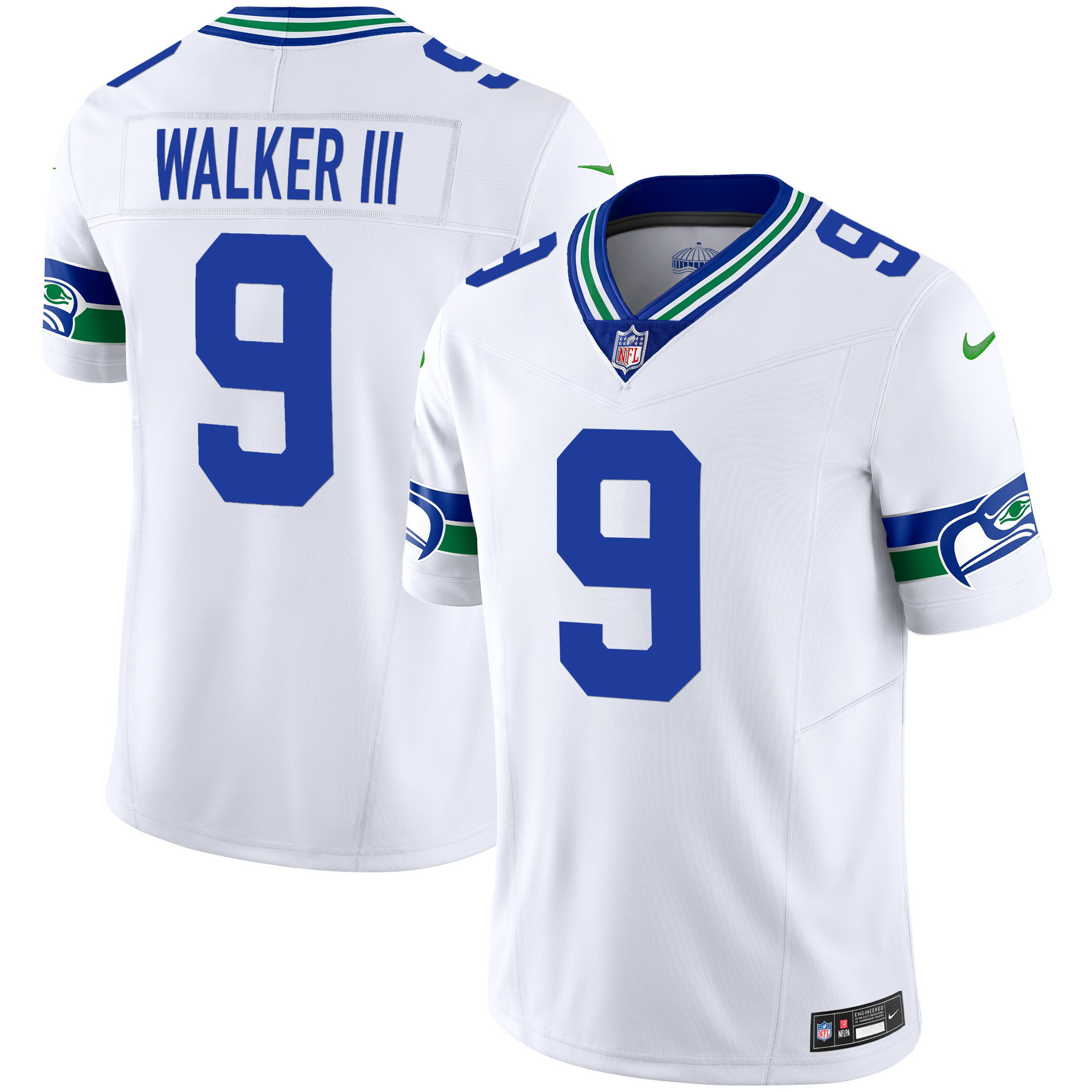 Walker III Men's Seattle Seahawks Throwback & Gold Vapor Limited White Jersey - All Stitched 