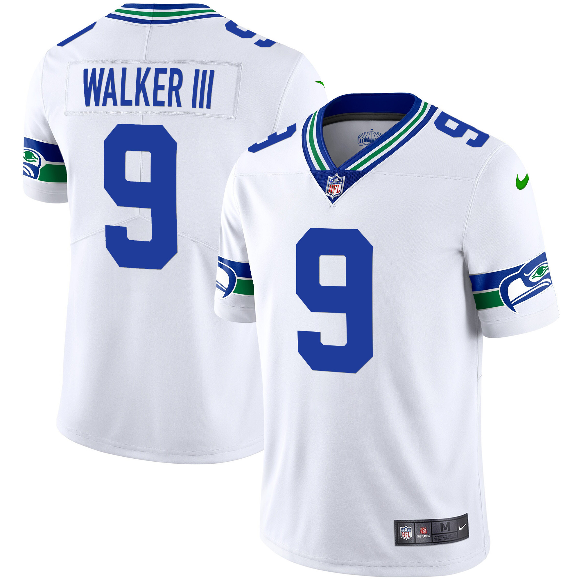 Walker III Men's Seattle Seahawks Throwback & Gold White Jersey - All Stitched 